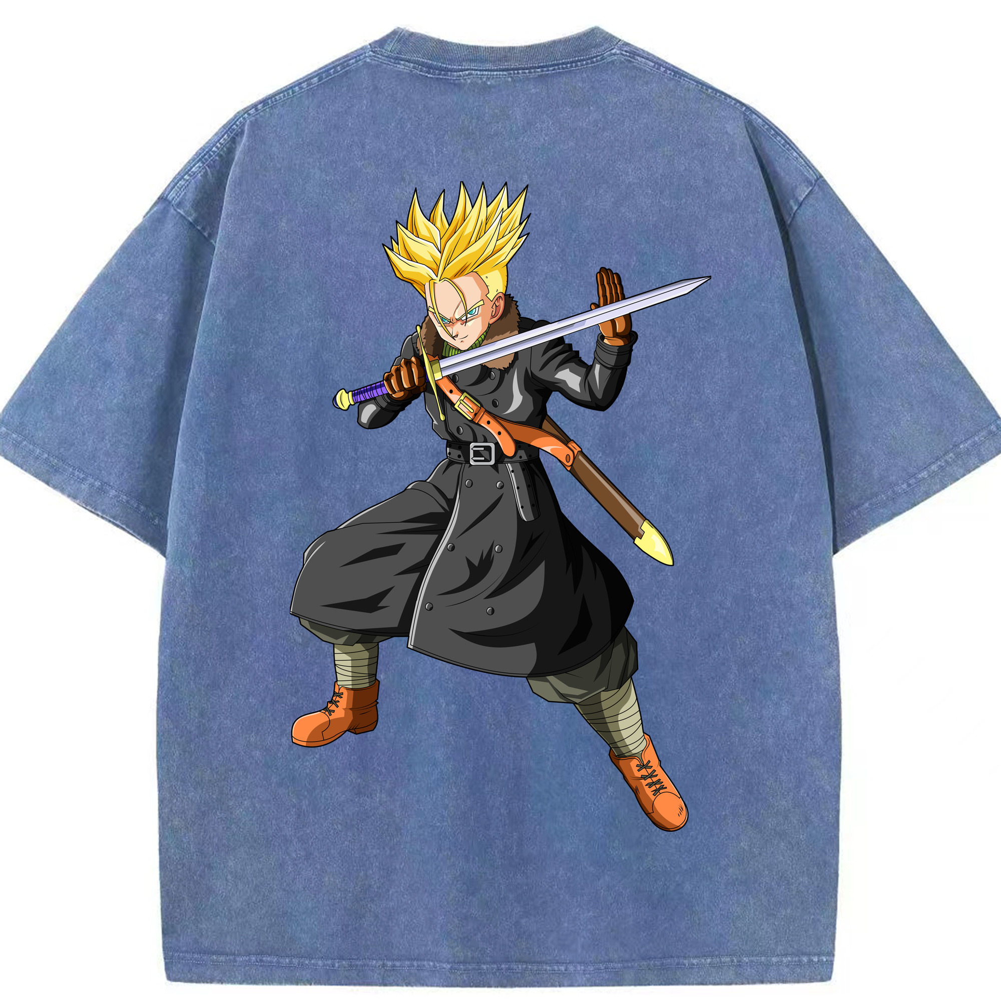 （画像用） ドラゴンボール トランクス（Torankusu）DRAGON BALL Trunks 綿100% ヴィンテージ風 半袖Tシャツ（背面プリント）
