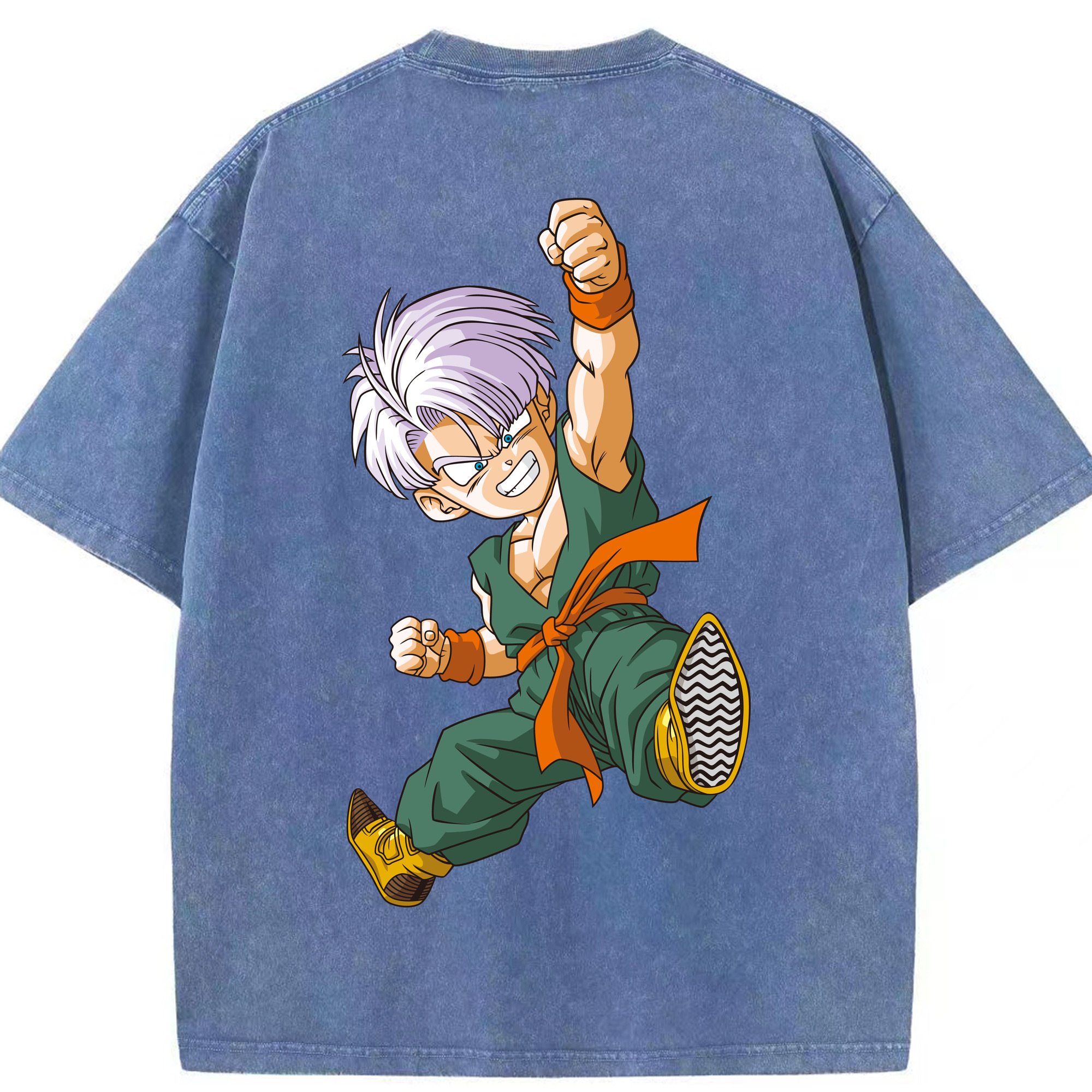 （画像用） ドラゴンボール トランクス（Torankusu）DRAGON BALL Trunks 綿100% ヴィンテージ風 半袖Tシャツ（背面プリント）