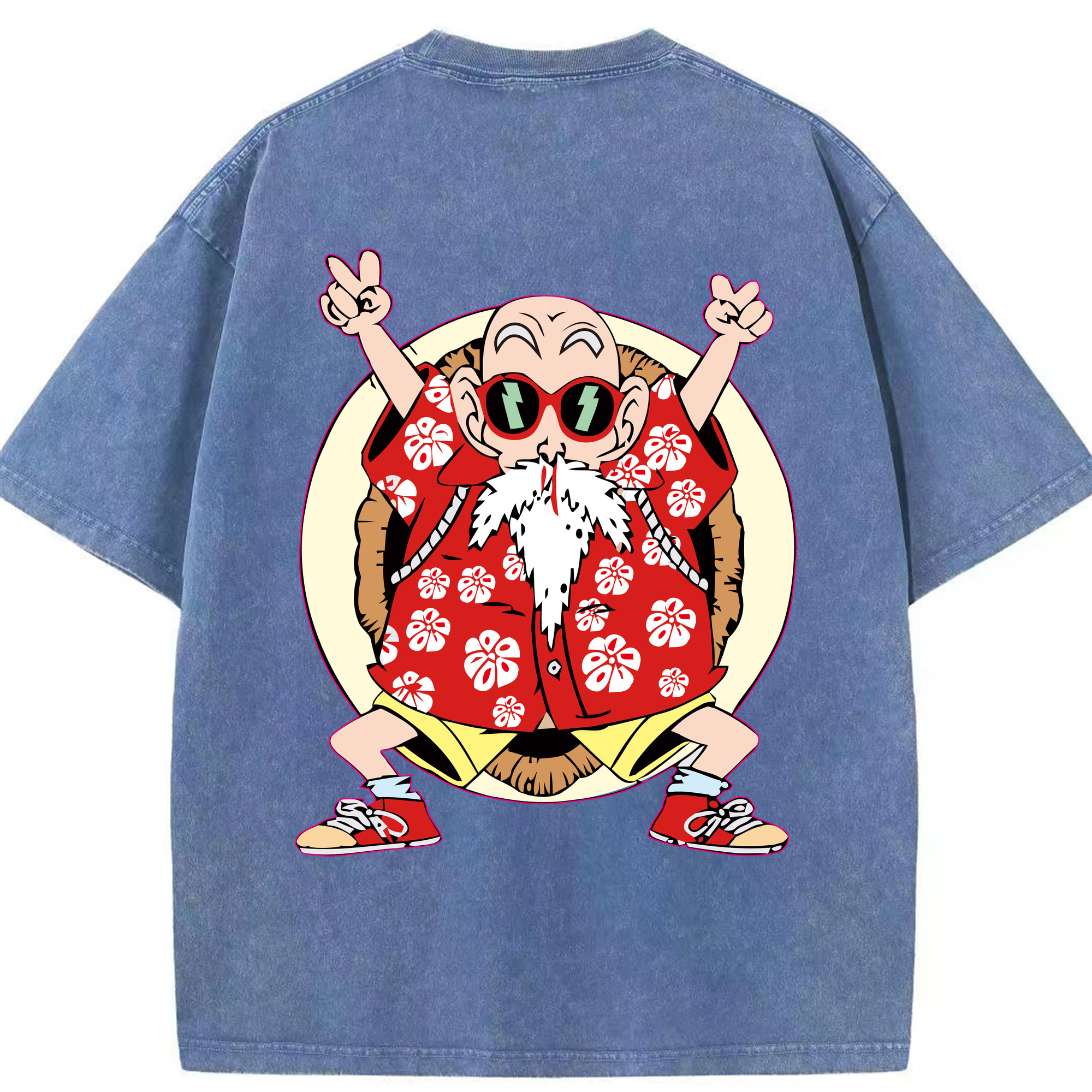 （画像用） ドラゴンボール 亀仙人（かめせんにん） DRAGON BALL Master Roshi Kame Sennin 綿100% ヴィンテージ風 半袖Tシャツ（背面プリント）