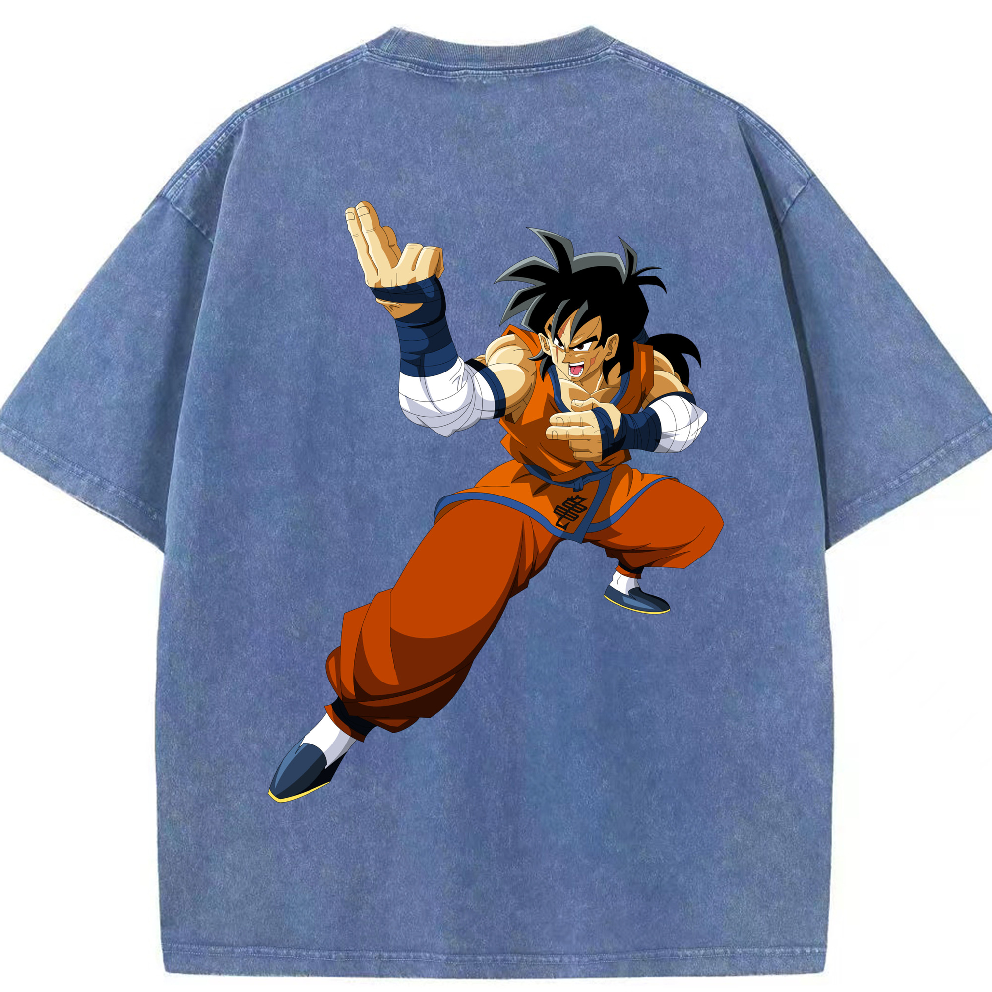 （画像用） ドラゴンボール ヤムチャ DRAGON BALL Yamcha 綿100% ヴィンテージ風 半袖Tシャツ（背面プリント）