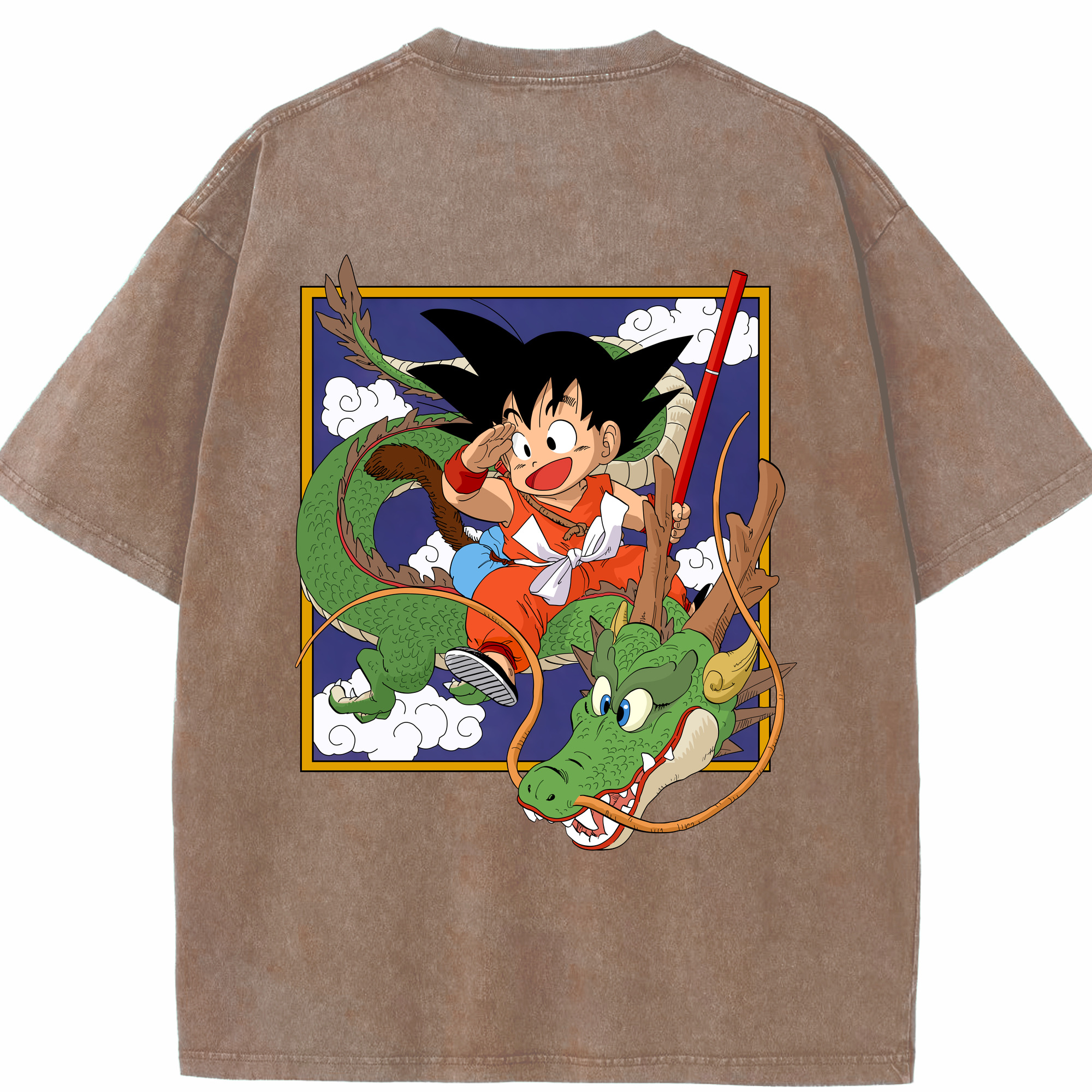 （画像用） ドラゴンボール 孫悟空（そん ごくう）Son Goku カカロット DRAGON BALL Kakarotto 綿100% ヴィンテージ風 半袖Tシャツ（背面プリント）