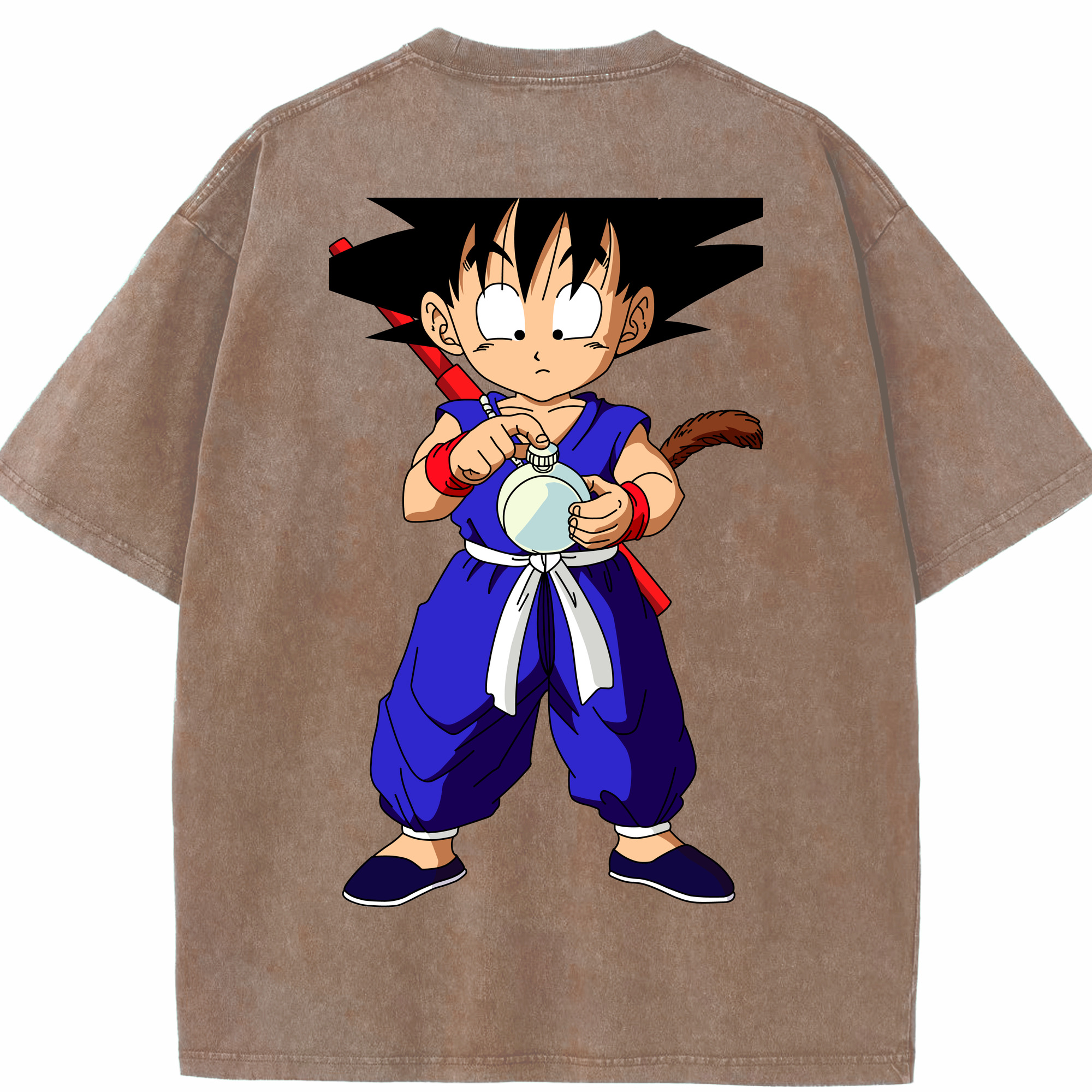 （画像用） ドラゴンボール 孫悟空（そん ごくう）Son Goku カカロット DRAGON BALL Kakarotto 綿100% ヴィンテージ風 半袖Tシャツ（背面プリント）