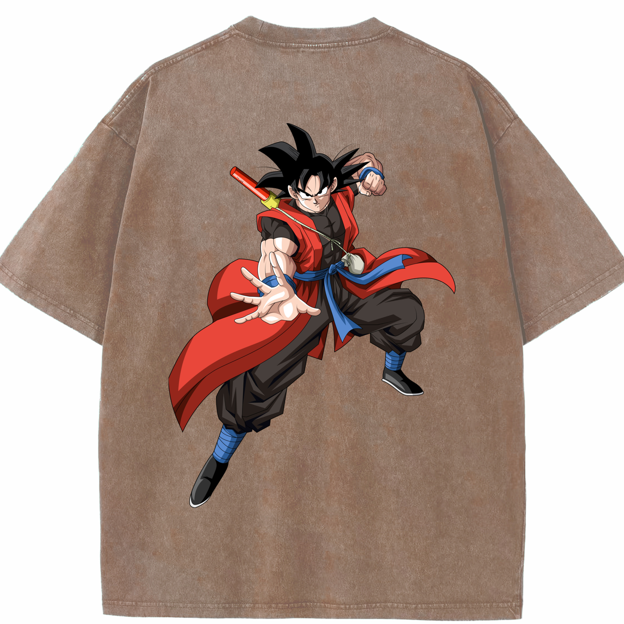 （画像用） ドラゴンボール 孫悟空（そん ごくう）Son Goku カカロット DRAGON BALL Kakarotto 綿100% ヴィンテージ風 半袖Tシャツ（背面プリント）