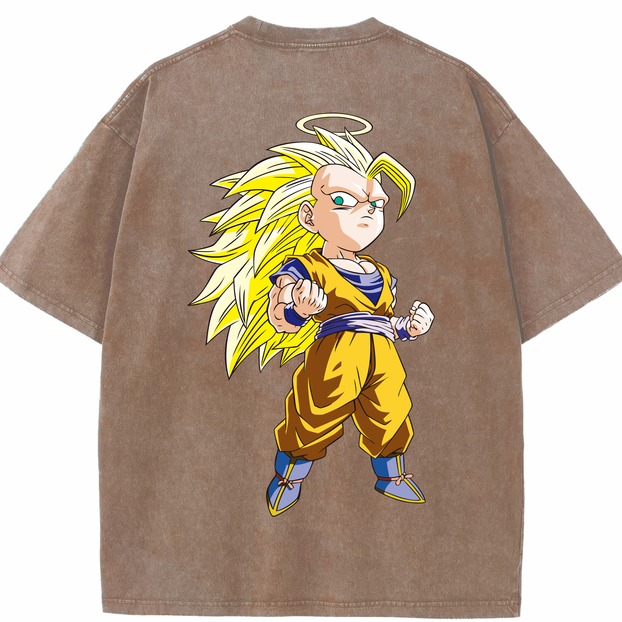 （画像用） ドラゴンボール 孫悟空（そん ごくう）Son Goku カカロット DRAGON BALL Kakarotto 綿100% ヴィンテージ風 半袖Tシャツ（背面プリント）