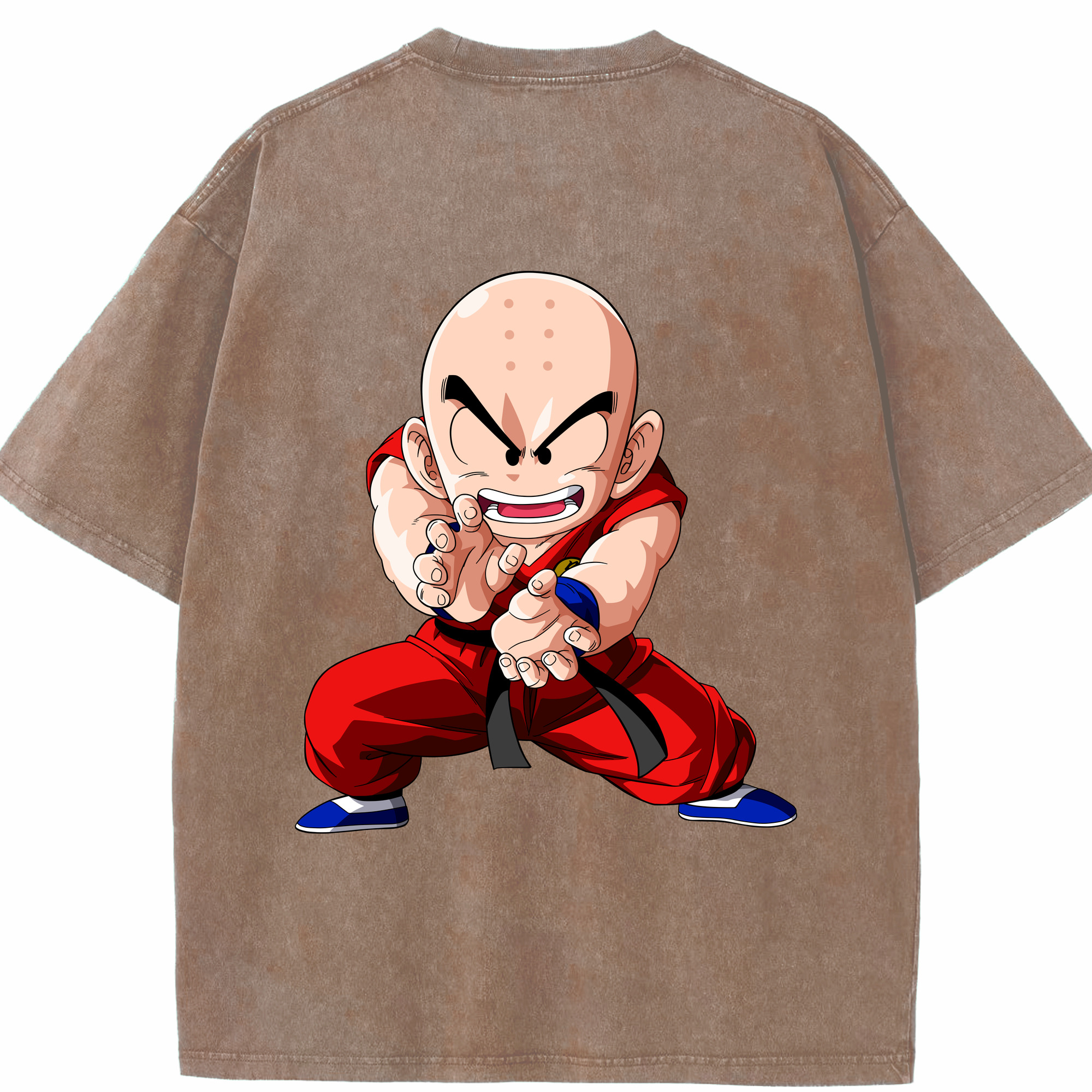 （画像用） ドラゴンボール クリリン DRAGON BALL krillin 綿100% ヴィンテージ風 半袖Tシャツ（背面プリント）