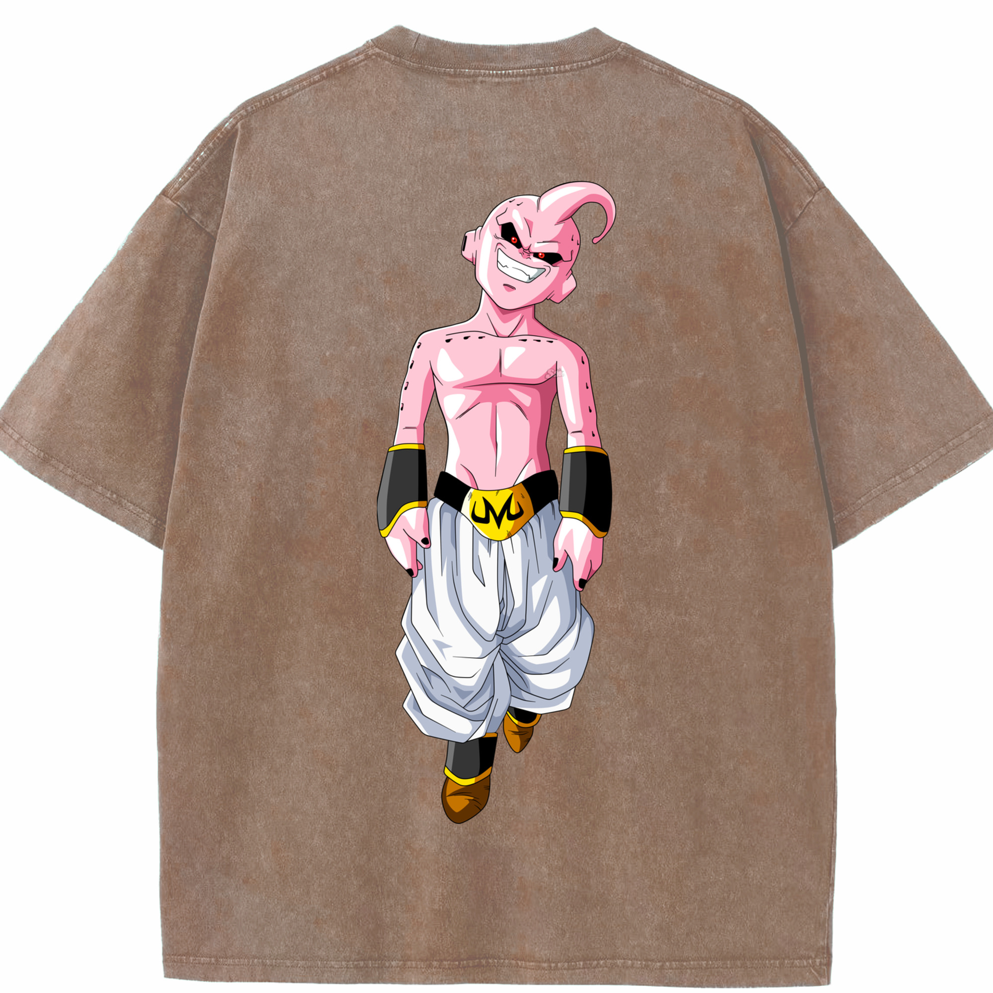 （画像用） ドラゴンボール 魔人ブウ DRAGON BALL Majin Buu 綿100% ヴィンテージ風 半袖Tシャツ（背面プリント）