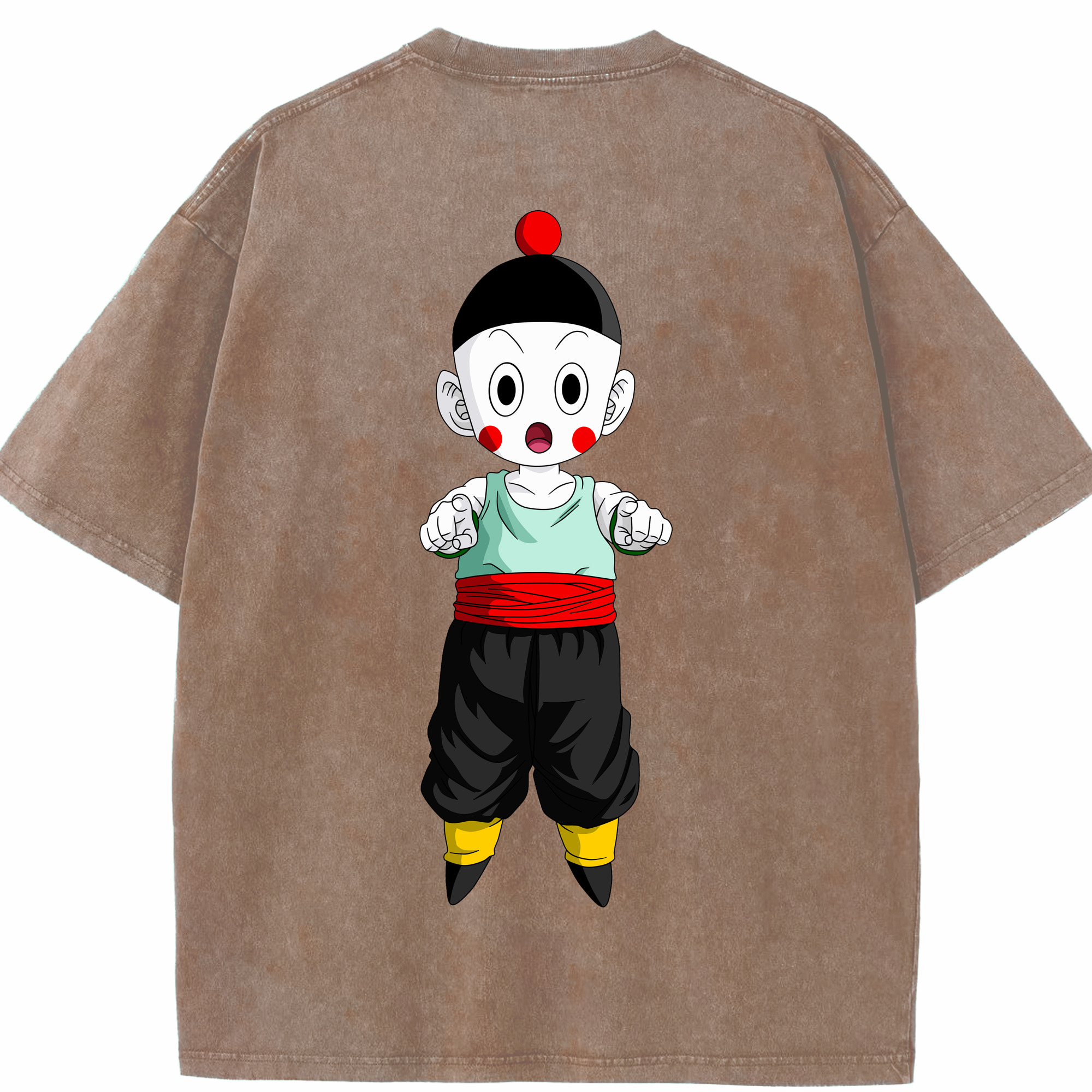 （画像用） ドラゴンボール 餃子（チャオズ）DRAGON BALL Chaoz 綿100% ヴィンテージ風 半袖Tシャツ（背面プリント）