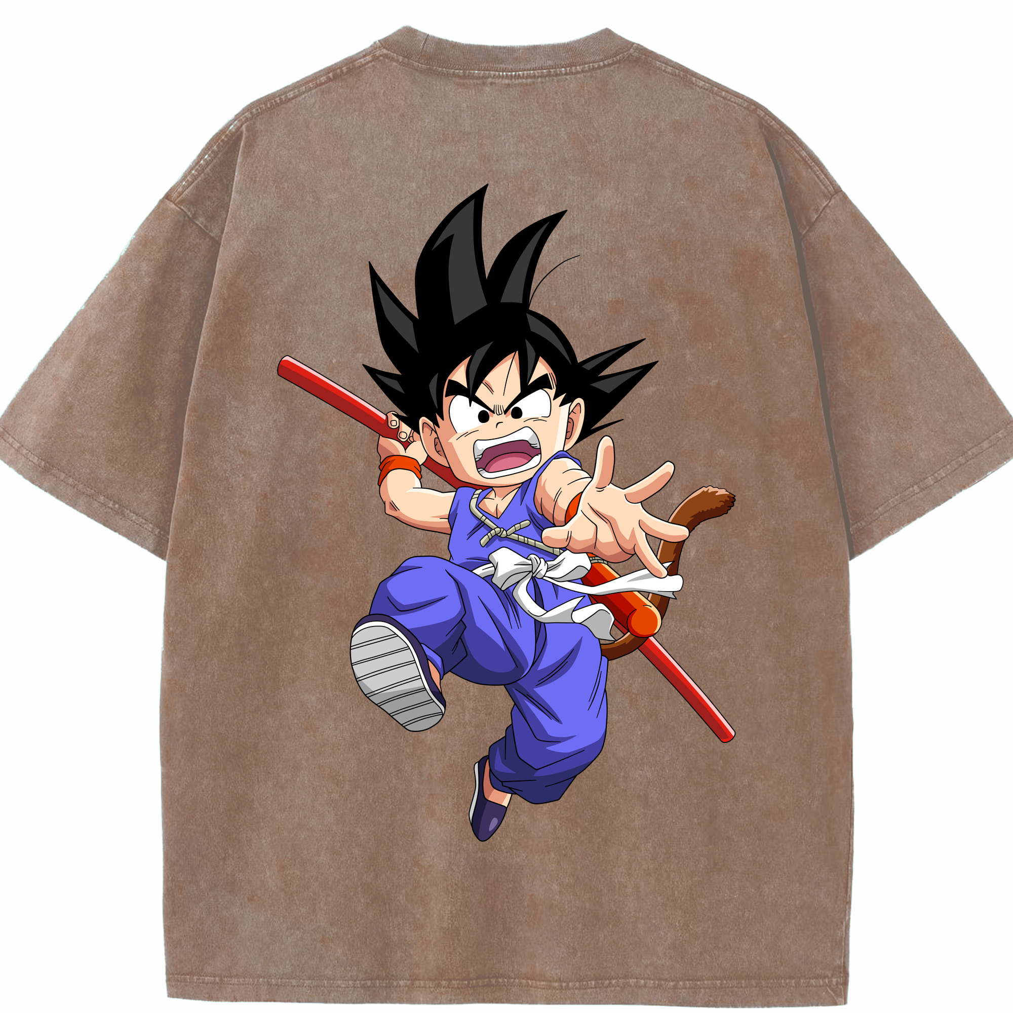 （画像用） ドラゴンボール 孫悟空（そん ごくう）Son Goku カカロット DRAGON BALL Kakarotto 綿100% ヴィンテージ風 半袖Tシャツ（背面プリント）
