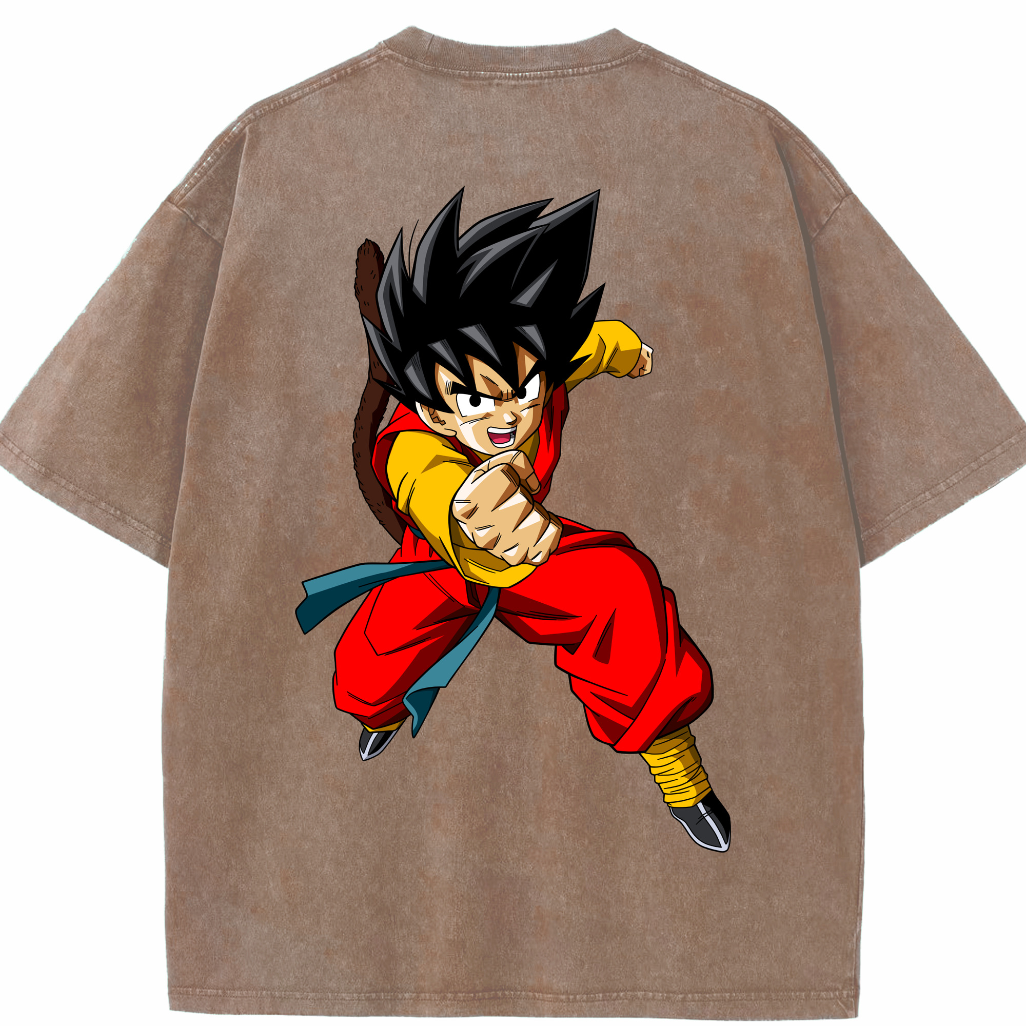 （画像用） ドラゴンボール 孫悟空（そん ごくう）Son Goku カカロット DRAGON BALL Kakarotto 綿100% ヴィンテージ風 半袖Tシャツ（背面プリント）