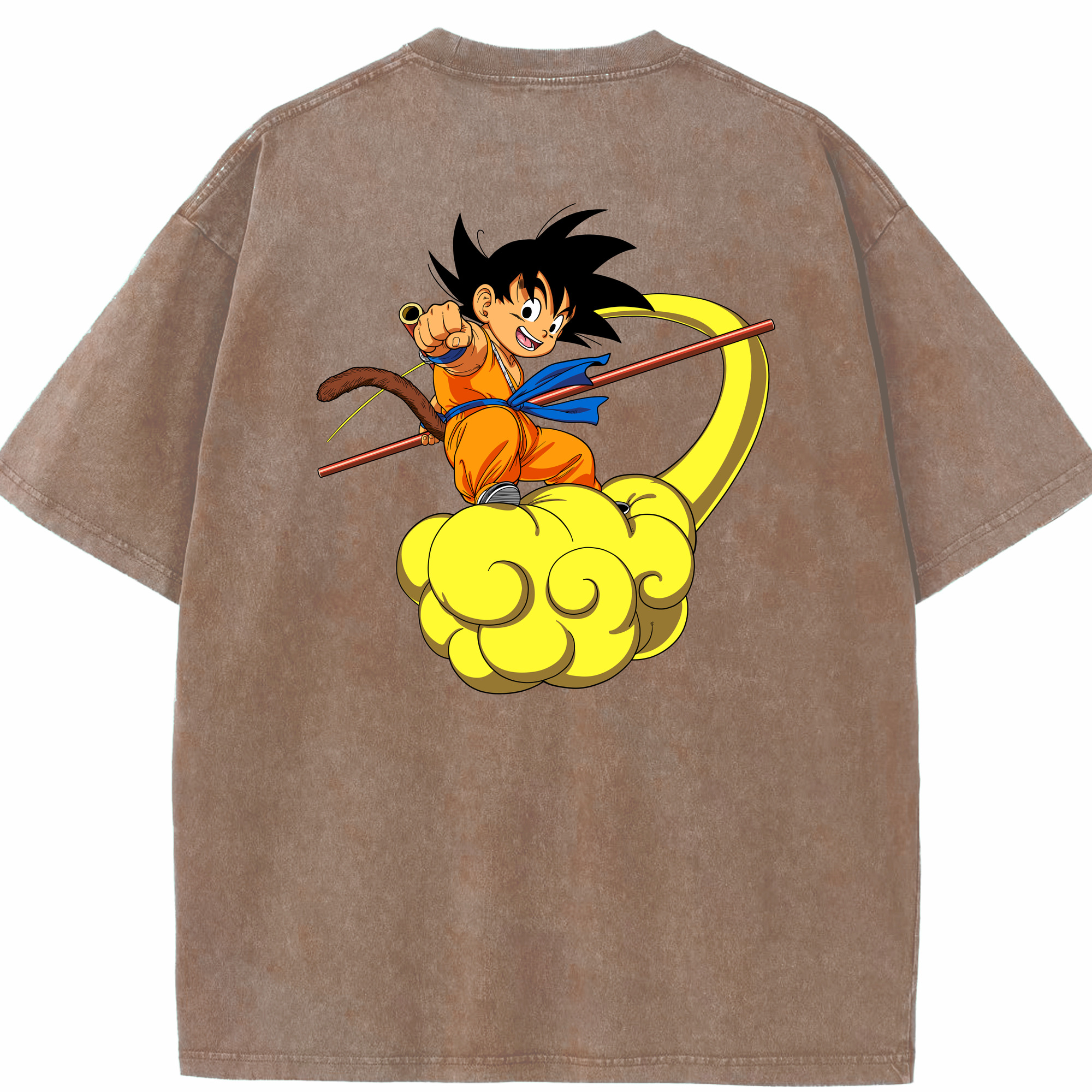（画像用） ドラゴンボール 孫悟空（そん ごくう）Son Goku カカロット DRAGON BALL Kakarotto 綿100% ヴィンテージ風 半袖Tシャツ（背面プリント）