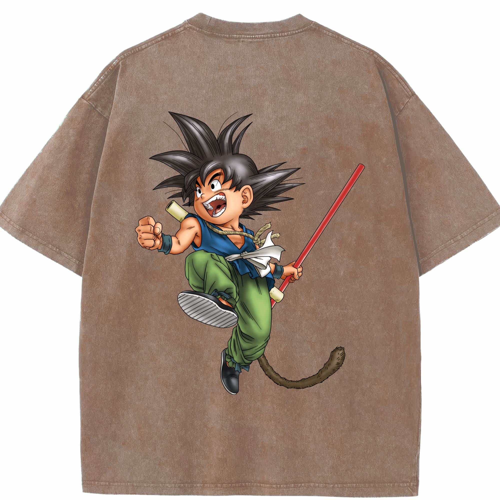 （画像用） ドラゴンボール 孫悟空（そん ごくう）Son Goku カカロット DRAGON BALL Kakarotto 綿100% ヴィンテージ風 半袖Tシャツ（背面プリント）