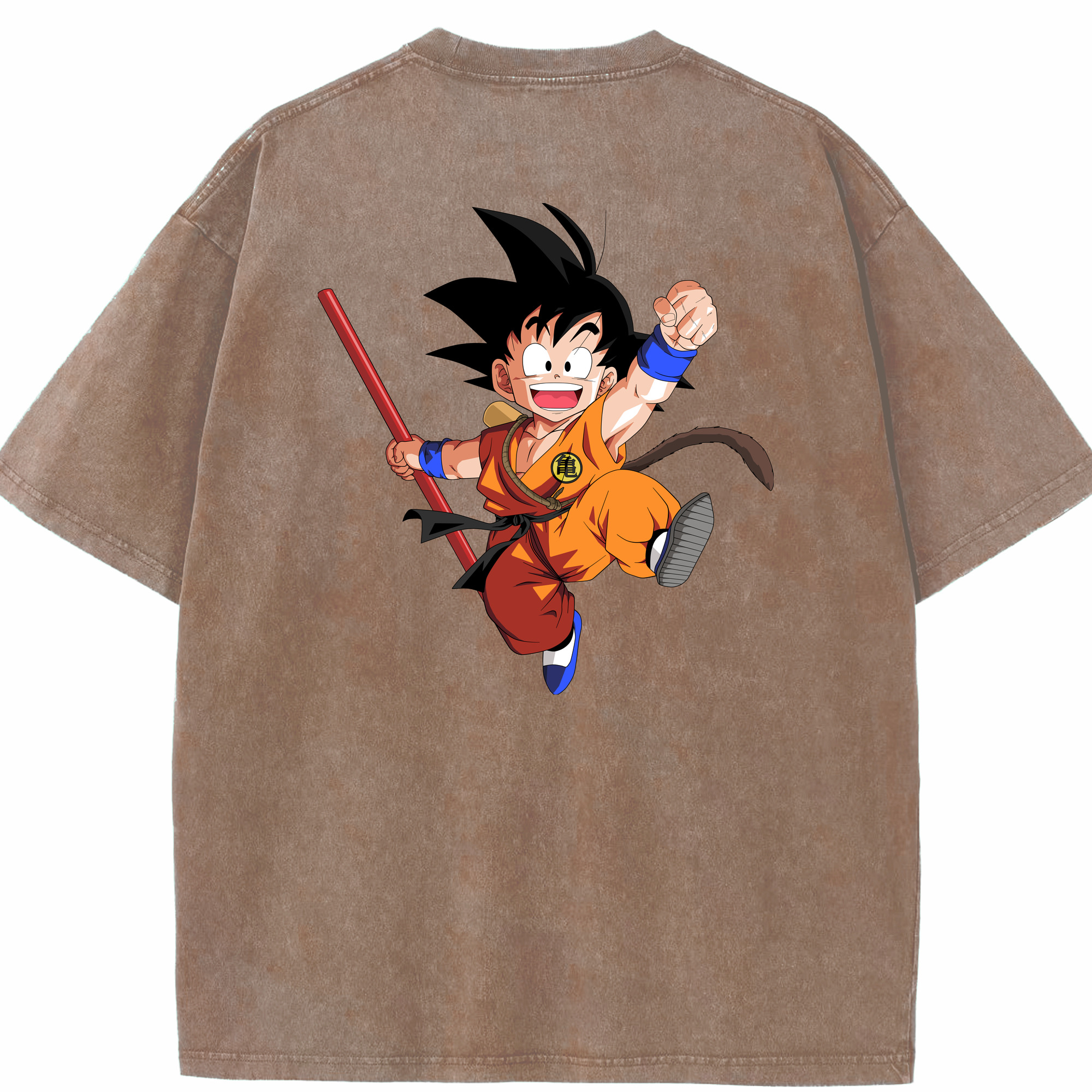 （画像用） ドラゴンボール 孫悟空（そん ごくう）Son Goku カカロット DRAGON BALL Kakarotto 綿100% ヴィンテージ風 半袖Tシャツ（背面プリント）