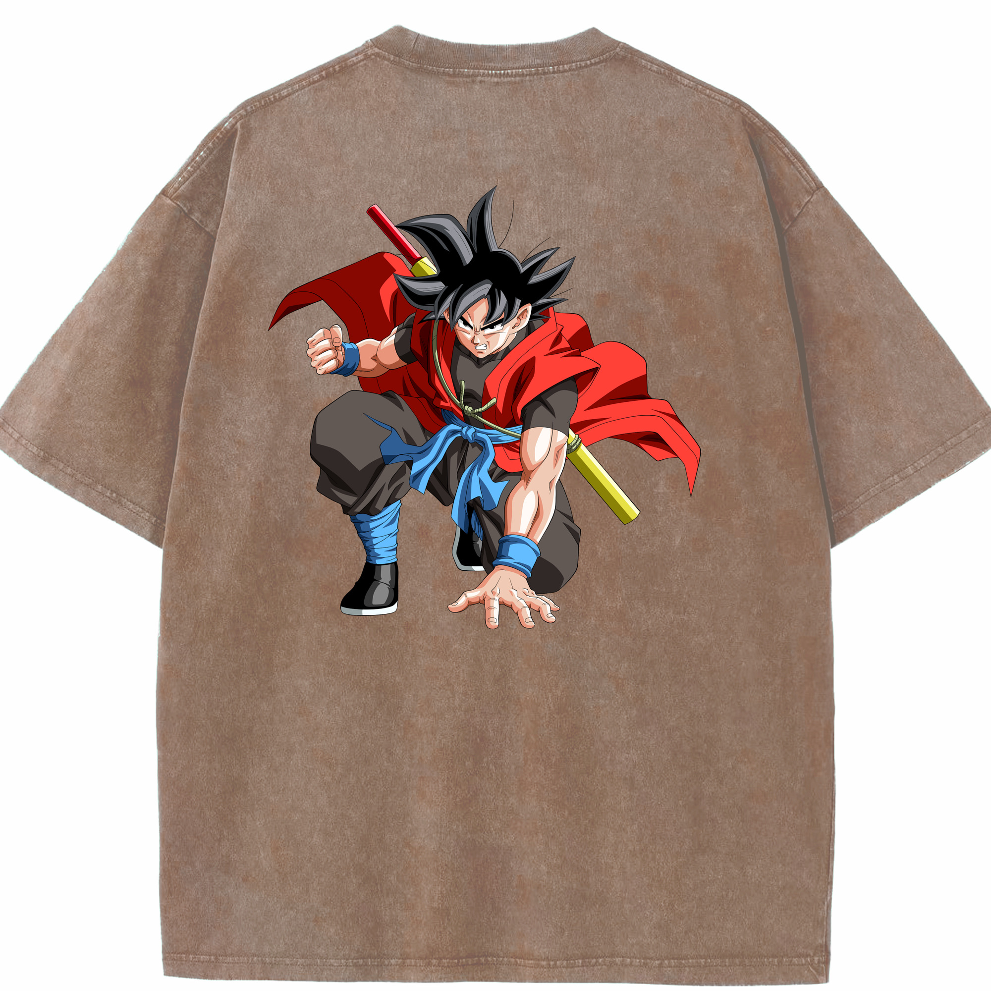 （画像用） ドラゴンボール 孫悟空（そん ごくう）Son Goku カカロット DRAGON BALL Kakarotto 綿100% ヴィンテージ風 半袖Tシャツ（背面プリント）