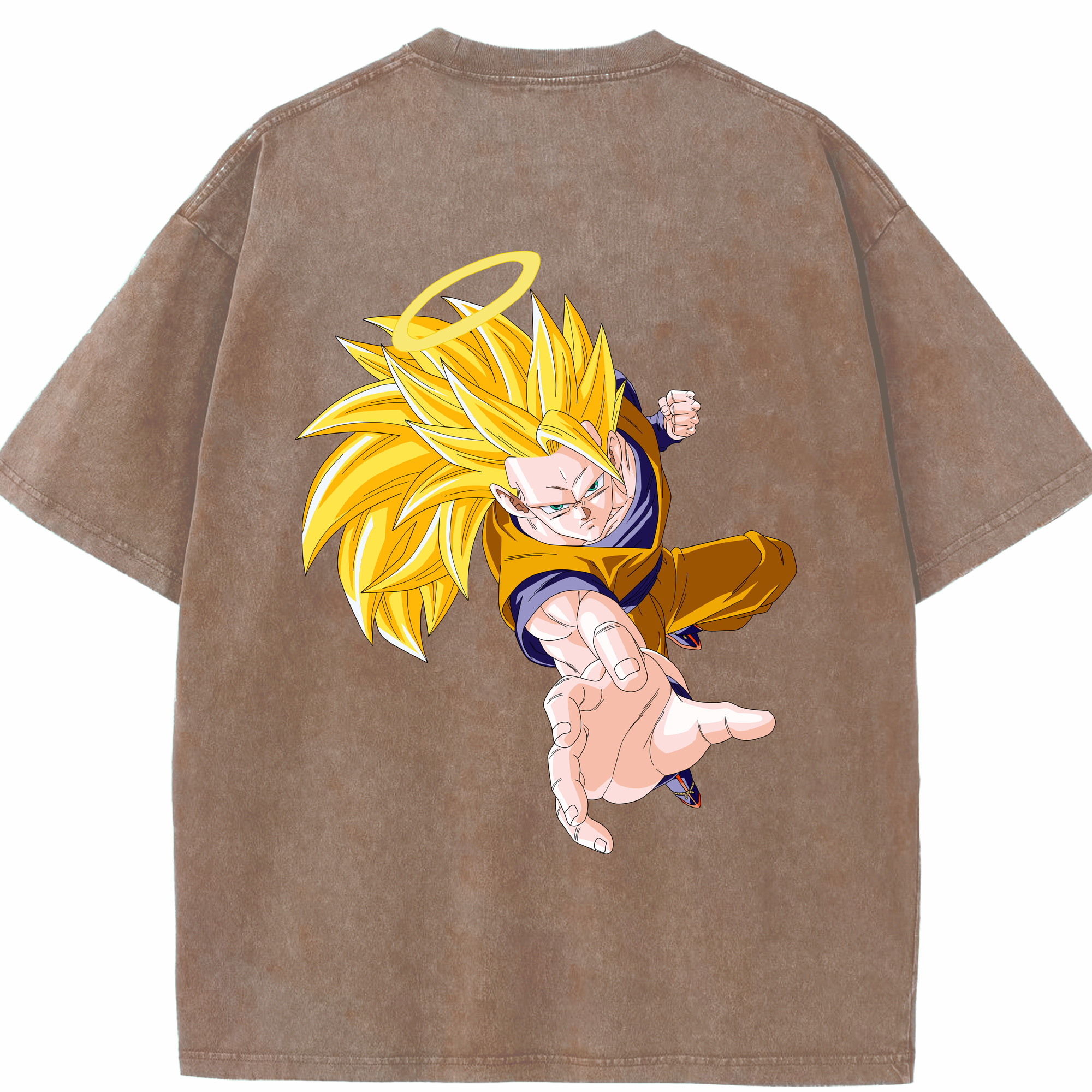 （画像用） ドラゴンボール 孫悟空（そん ごくう）Son Goku カカロット DRAGON BALL Kakarotto 綿100% ヴィンテージ風 半袖Tシャツ（背面プリント）