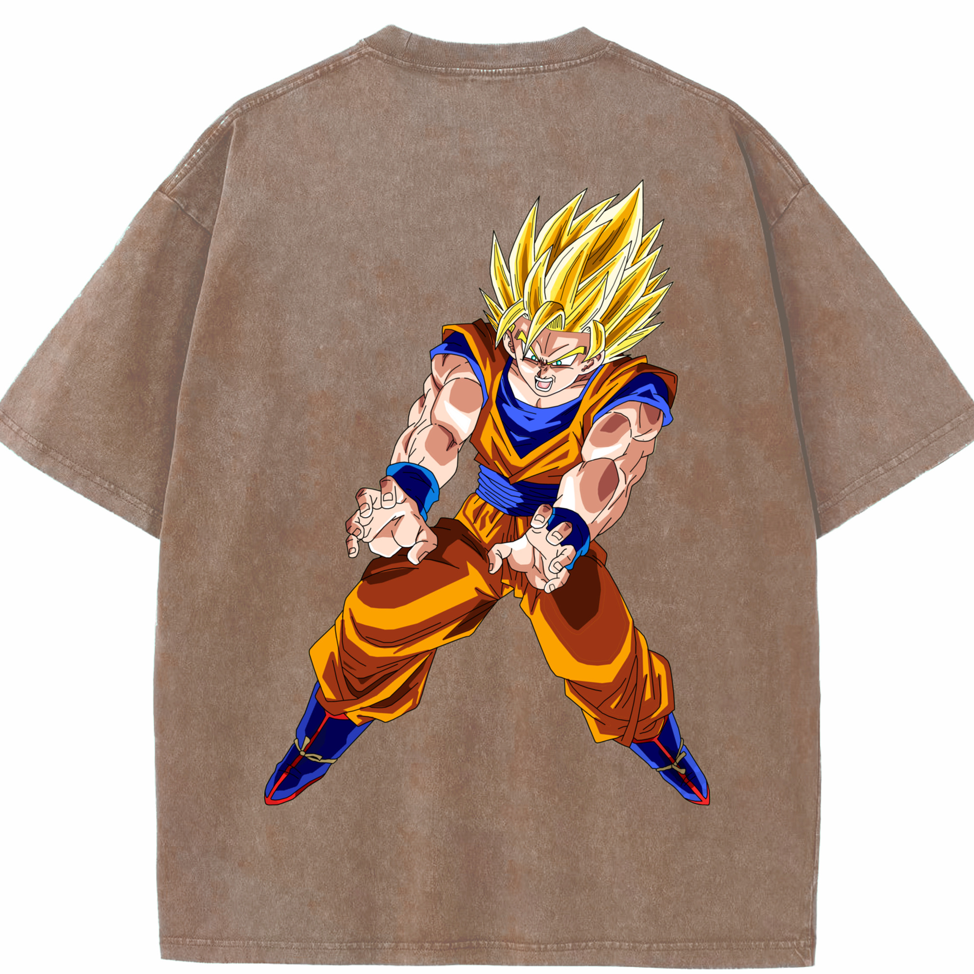 （画像用） ドラゴンボール 孫悟空（そん ごくう）Son Goku カカロット DRAGON BALL Kakarotto 綿100% ヴィンテージ風 半袖Tシャツ（背面プリント）