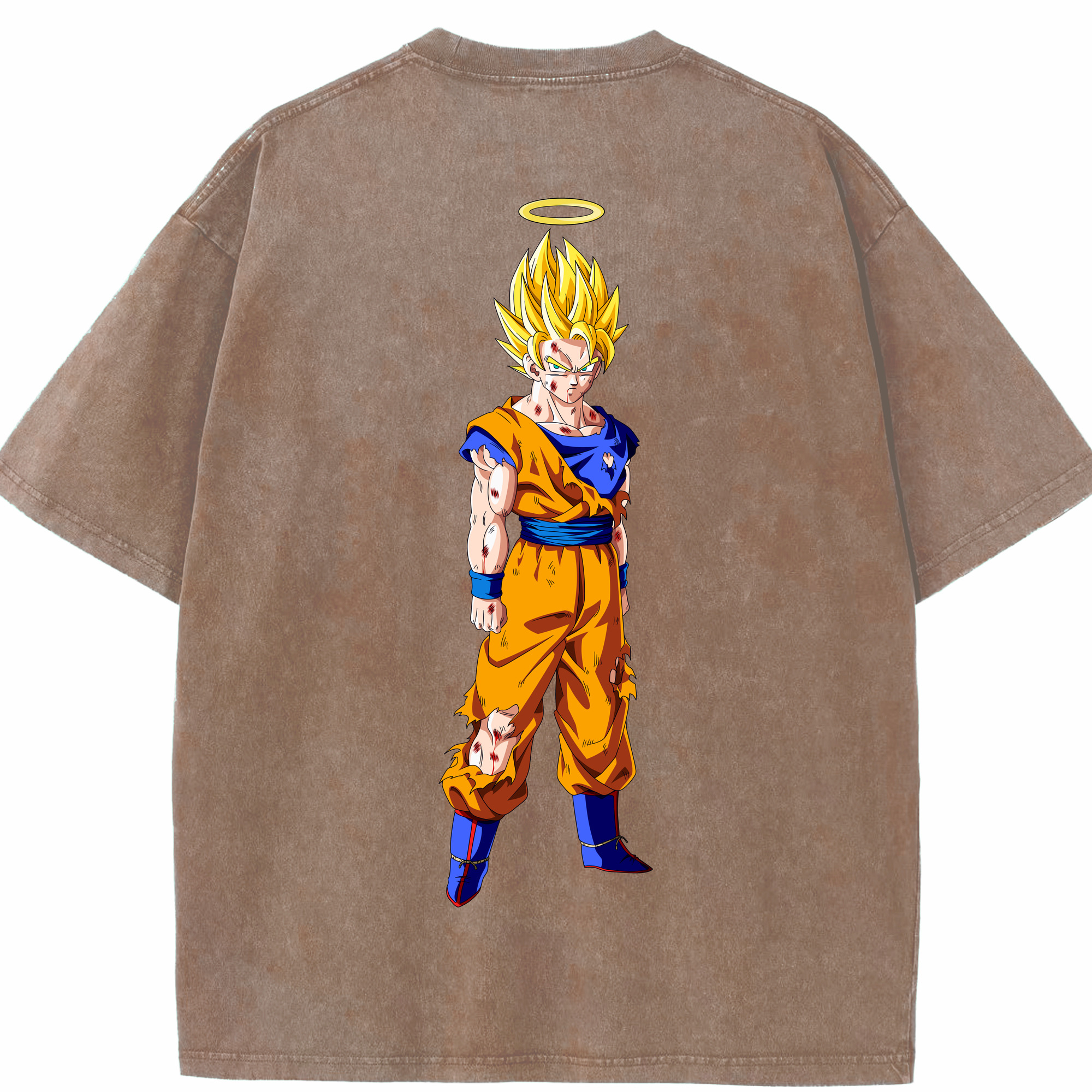 （画像用） ドラゴンボール 孫悟空（そん ごくう）Son Goku カカロット DRAGON BALL Kakarotto 綿100% ヴィンテージ風 半袖Tシャツ（背面プリント）