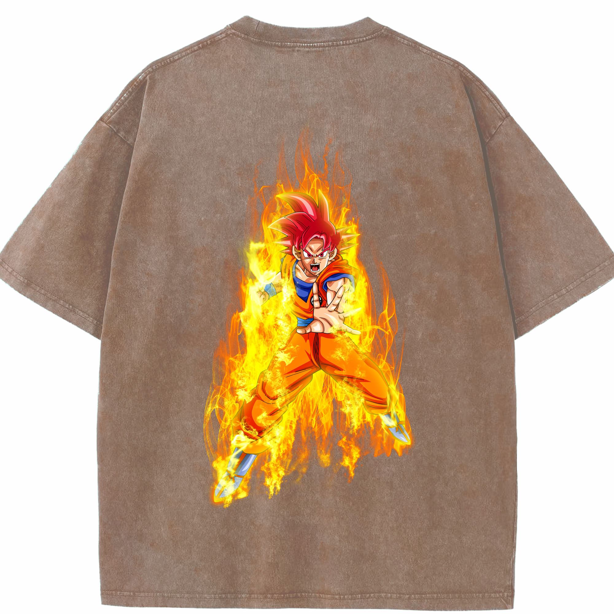 （画像用） ドラゴンボール 孫悟空（そん ごくう）Son Goku カカロット DRAGON BALL Kakarotto 綿100% ヴィンテージ風 半袖Tシャツ（背面プリント）