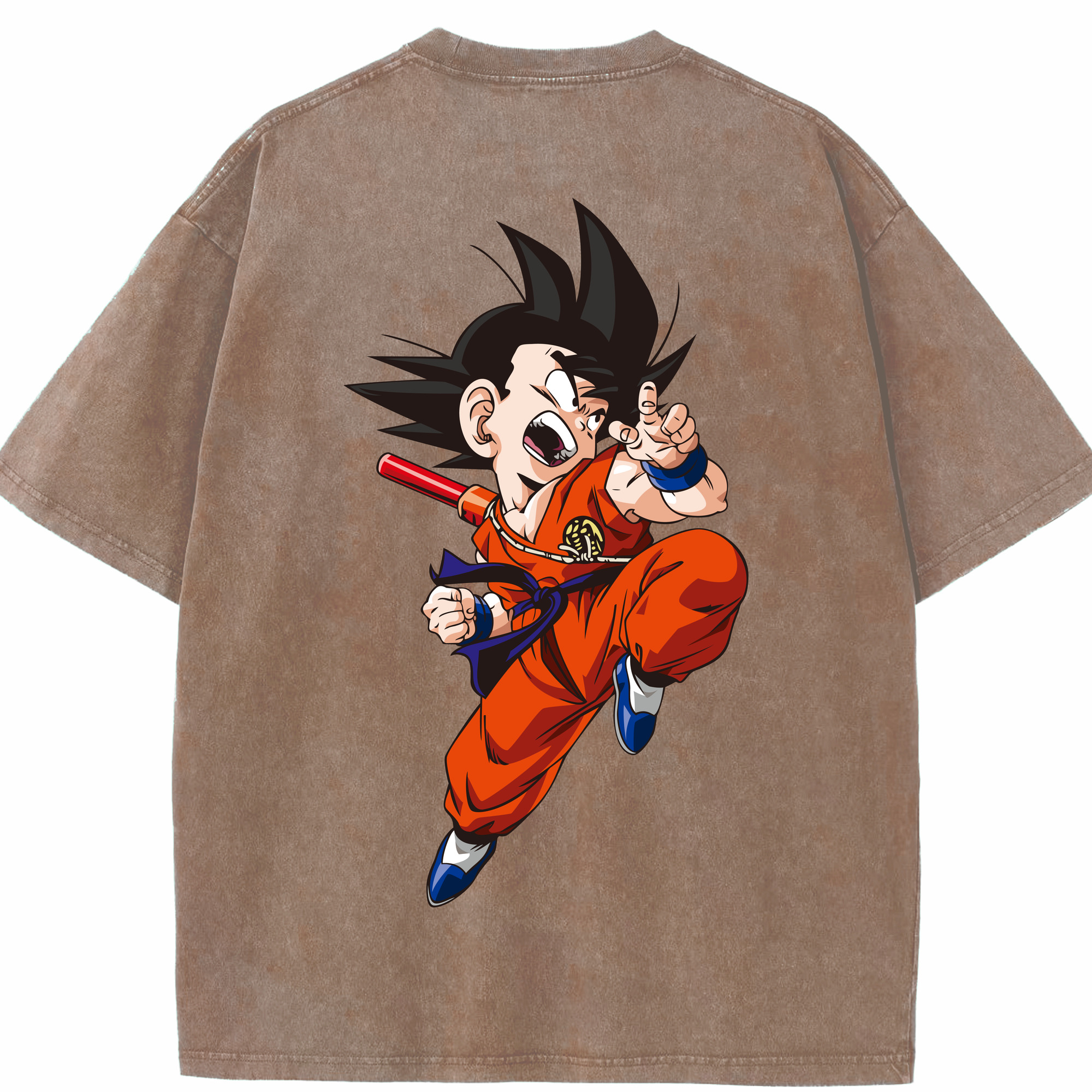 （画像用） ドラゴンボール 孫悟空（そん ごくう）Son Goku カカロット DRAGON BALL Kakarotto 綿100% ヴィンテージ風 半袖Tシャツ（背面プリント）