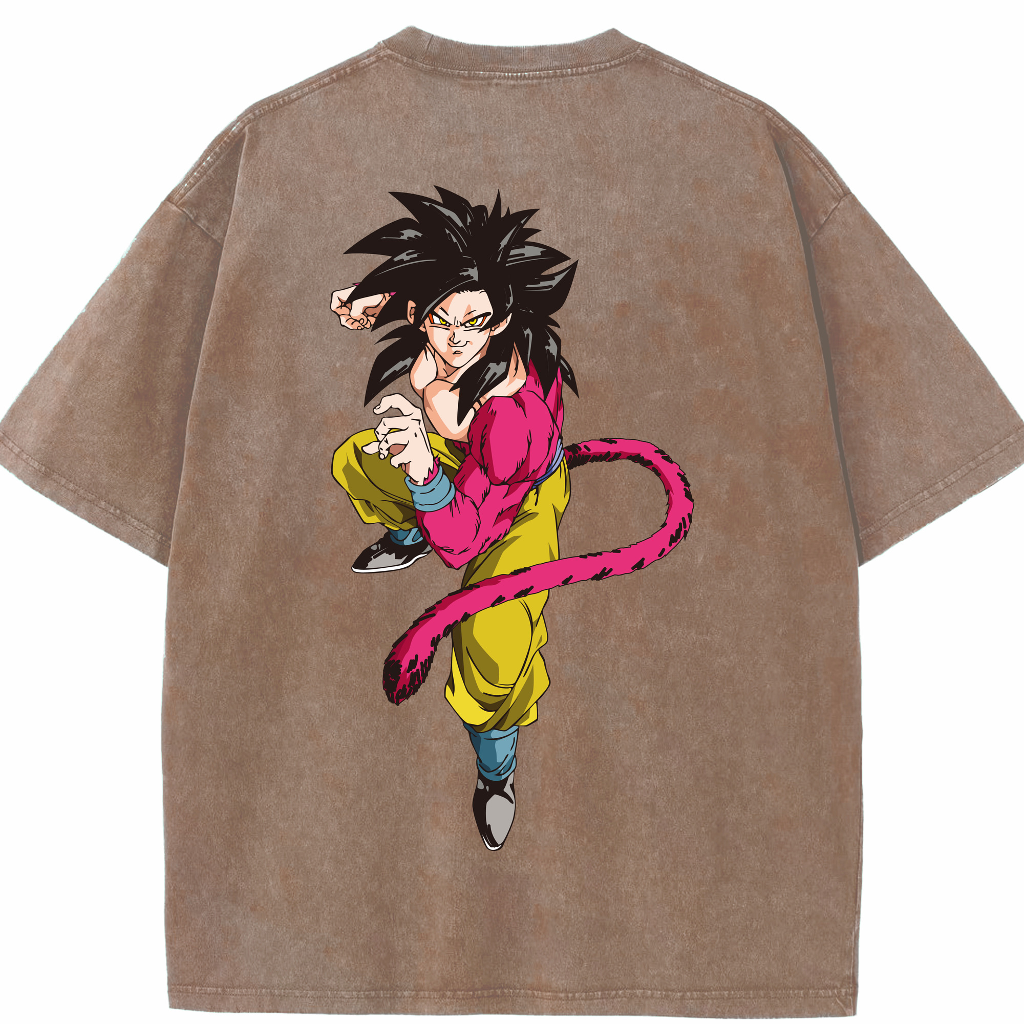 （画像用） ドラゴンボール 孫悟空（そん ごくう）Son Goku カカロット DRAGON BALL Kakarotto 綿100% ヴィンテージ風 半袖Tシャツ（背面プリント）