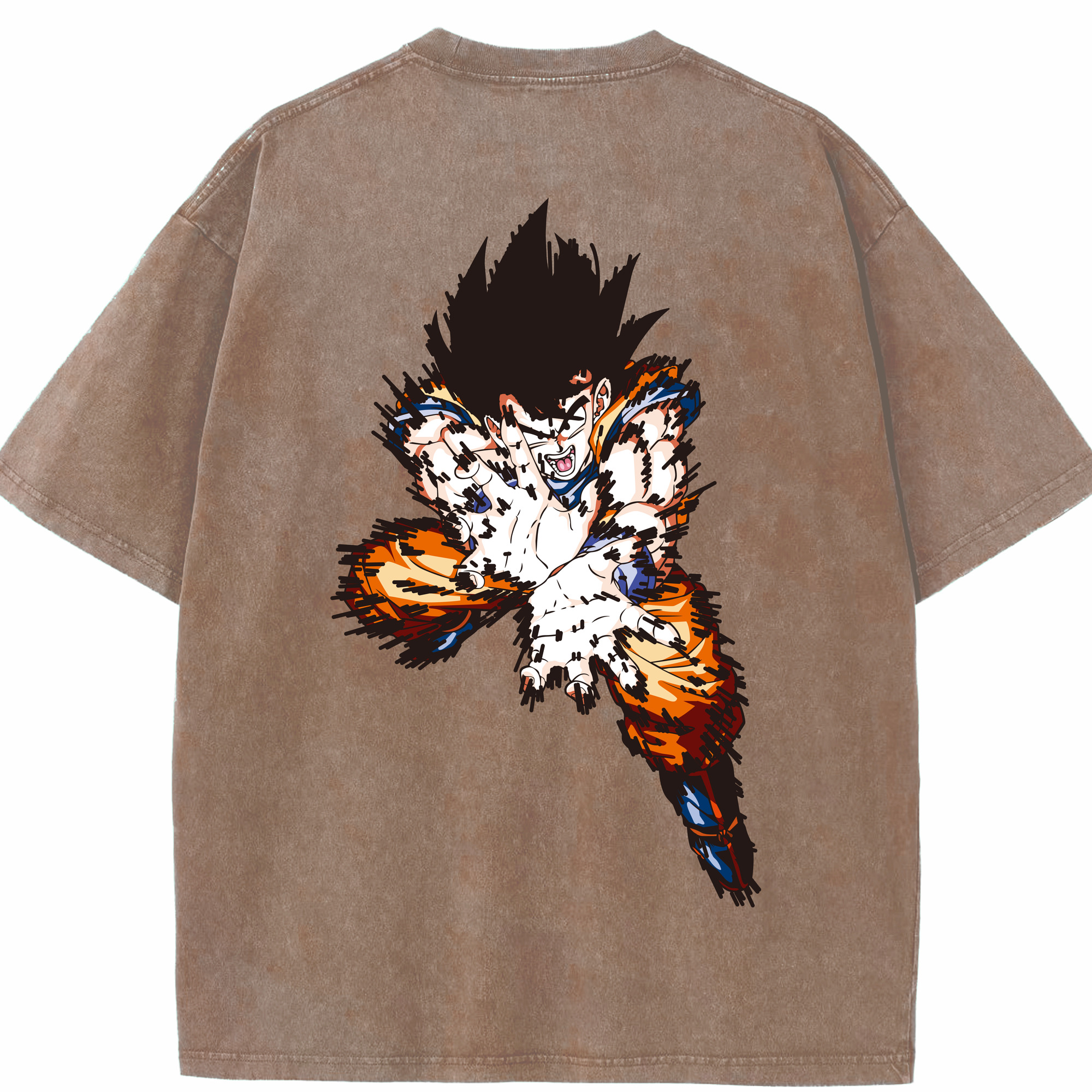 （画像用） ドラゴンボール 孫悟空（そん ごくう）Son Goku カカロット DRAGON BALL Kakarotto 綿100% ヴィンテージ風 半袖Tシャツ（背面プリント）