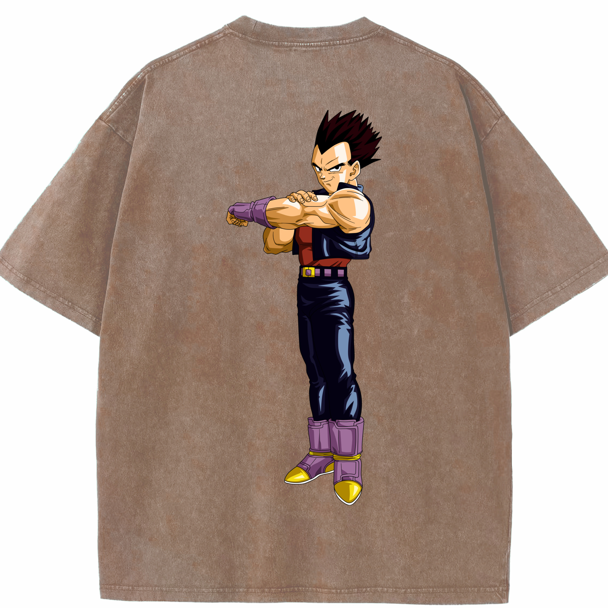 （画像用） ドラゴンボール ベジータ四世（Bejīta Yonsei）DRAGON BALL Vegeta IV 綿100% ヴィンテージ風 半袖Tシャツ（背面プリント）
