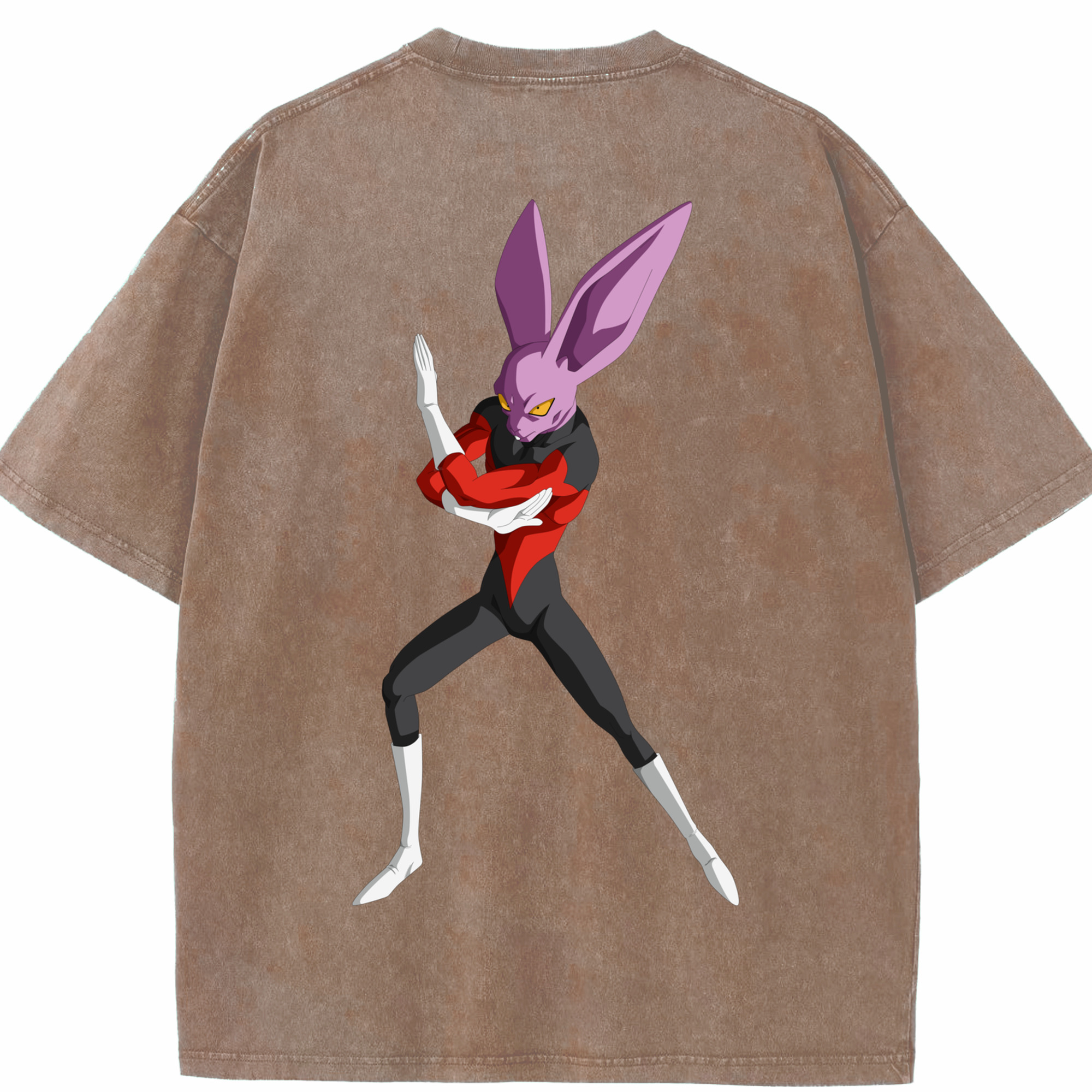 （画像用） ドラゴンボール ビルス 破壊神ビルス DRAGON BALL Beerus Birusu 綿100% ヴィンテージ風 半袖Tシャツ（背面プリント）