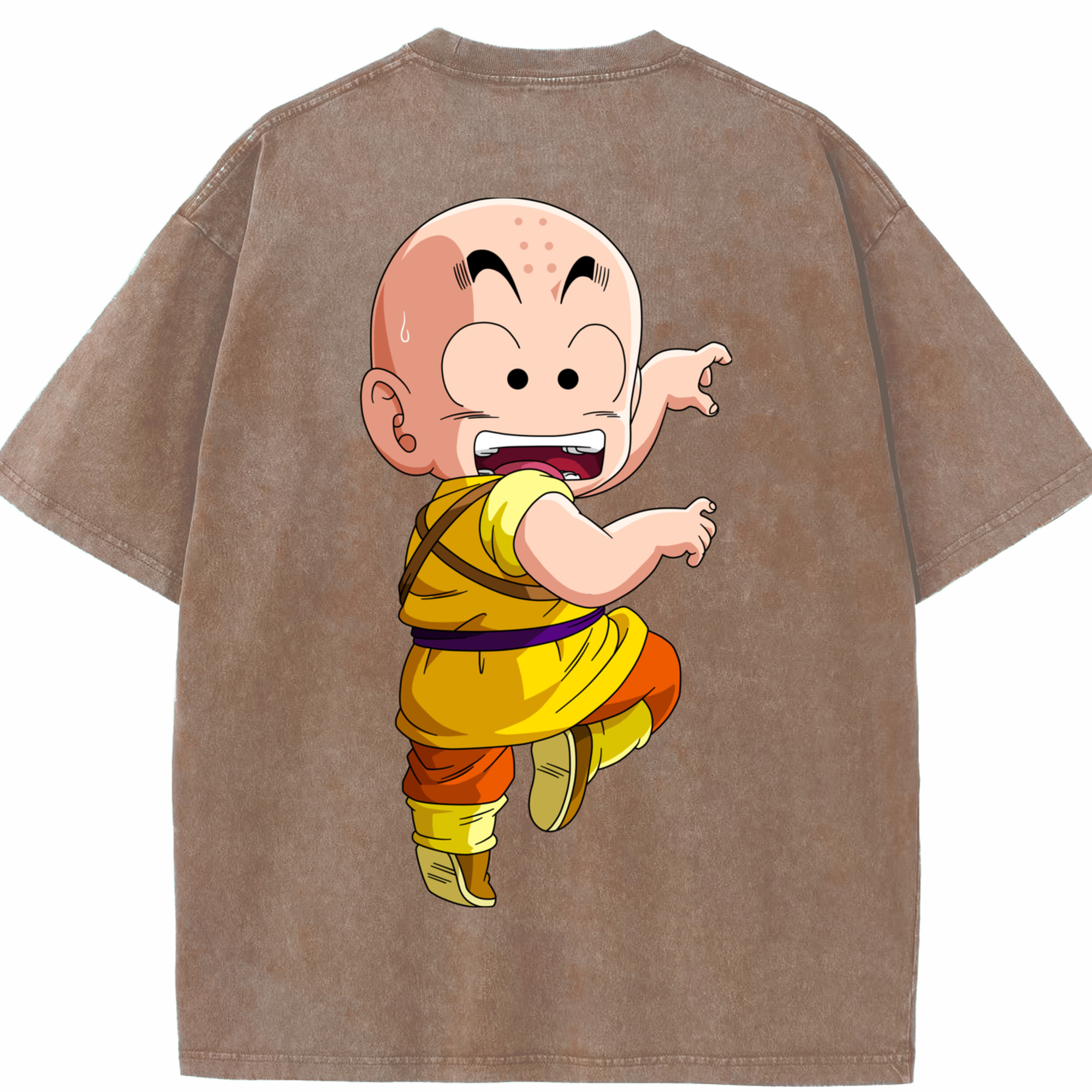 （画像用） ドラゴンボール クリリン DRAGON BALL krillin 綿100% ヴィンテージ風 半袖Tシャツ（背面プリント）