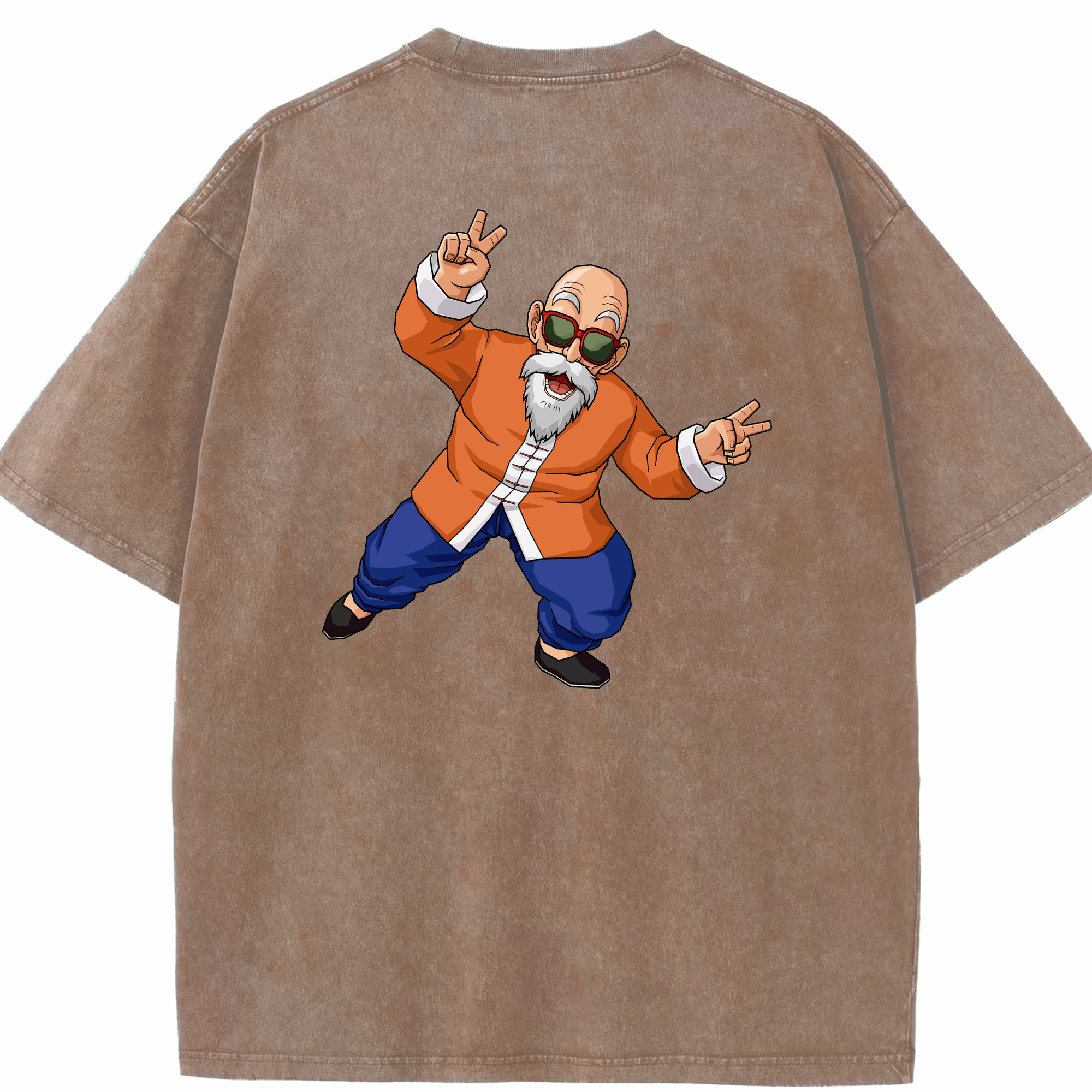 （画像用） ドラゴンボール 亀仙人（かめせんにん） DRAGON BALL Master Roshi Kame Sennin 綿100% ヴィンテージ風 半袖Tシャツ（背面プリント）