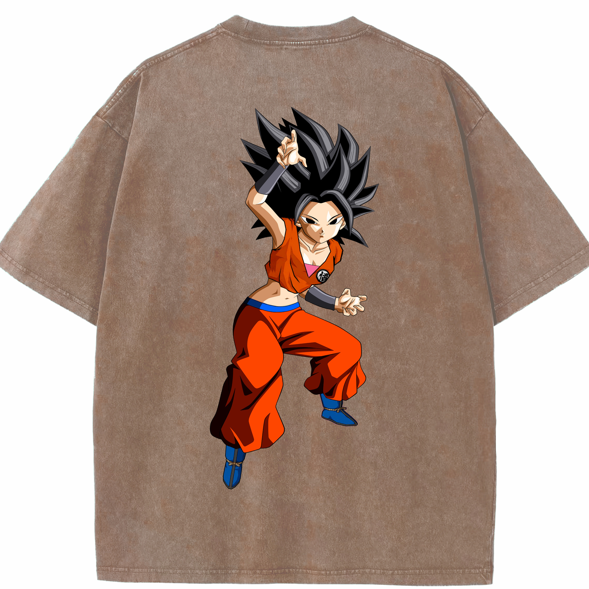 （画像用） ドラゴンボール カリフラ DRAGON BALL Caulifla 綿100% ヴィンテージ風 半袖Tシャツ（背面プリント）