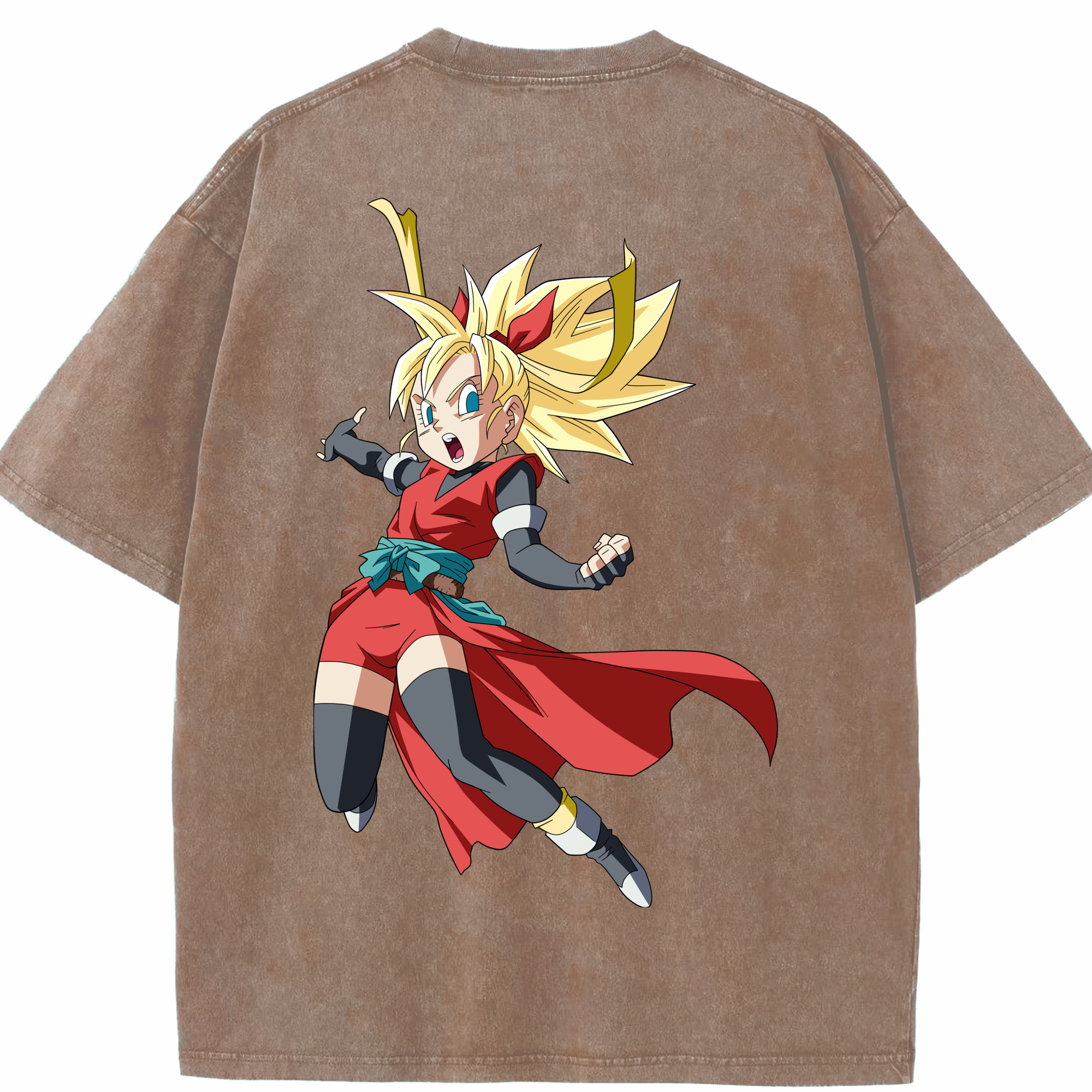 （画像用） ドラゴンボール カリフラ DRAGON BALL Caulifla 綿100% ヴィンテージ風 半袖Tシャツ（背面プリント）