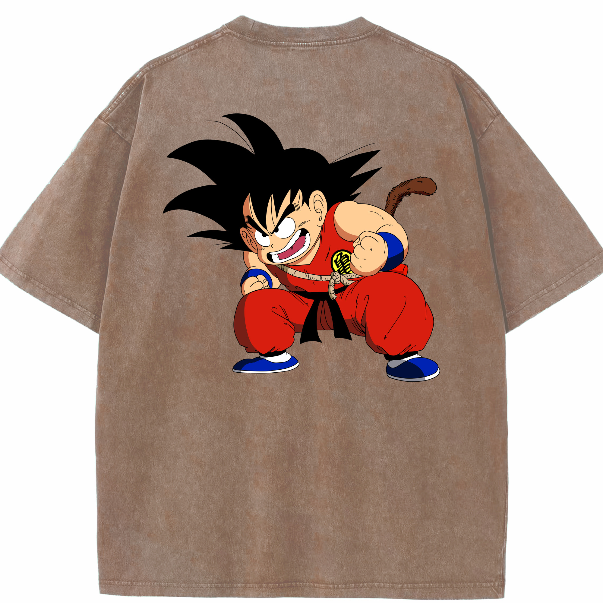 （画像用） ドラゴンボール 孫悟空（そん ごくう）Son Goku カカロット DRAGON BALL Kakarotto 綿100% ヴィンテージ風 半袖Tシャツ（背面プリント）