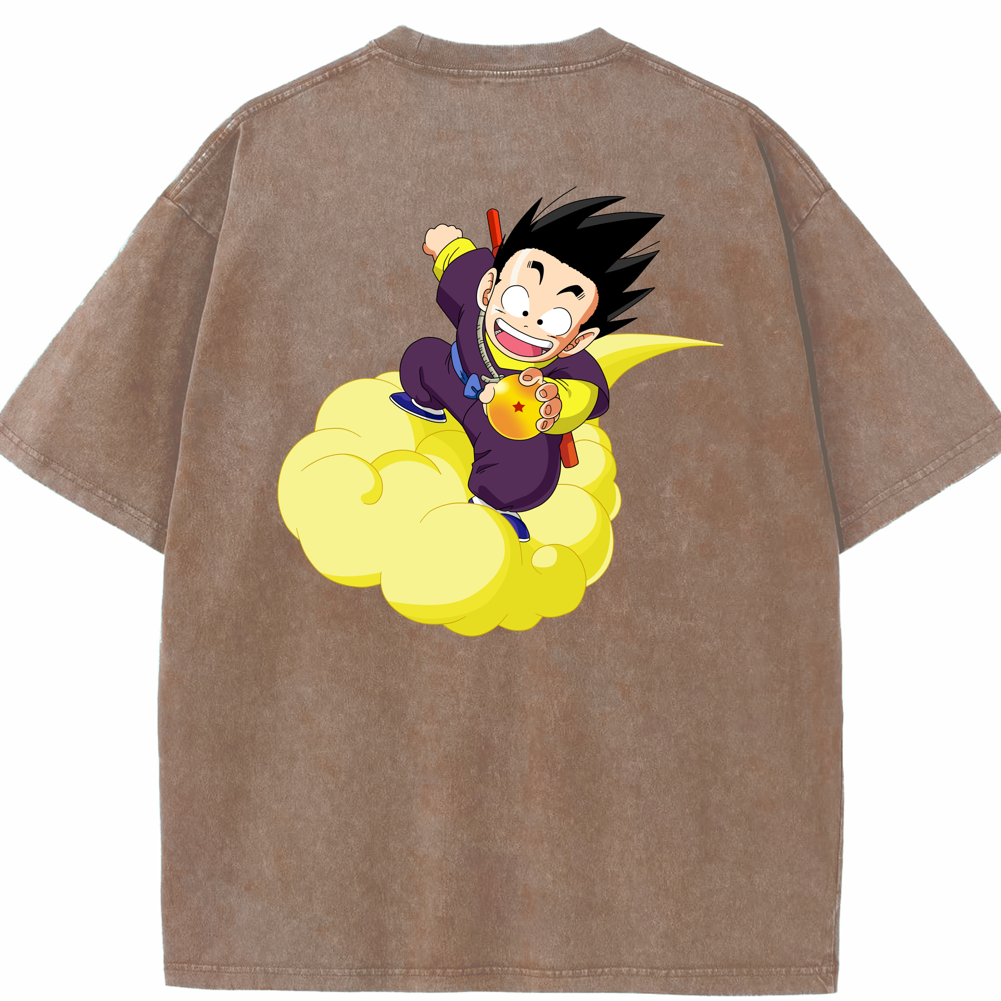 （画像用） ドラゴンボール 孫悟空（そん ごくう）Son Goku カカロット DRAGON BALL Kakarotto 綿100% ヴィンテージ風 半袖Tシャツ（背面プリント）