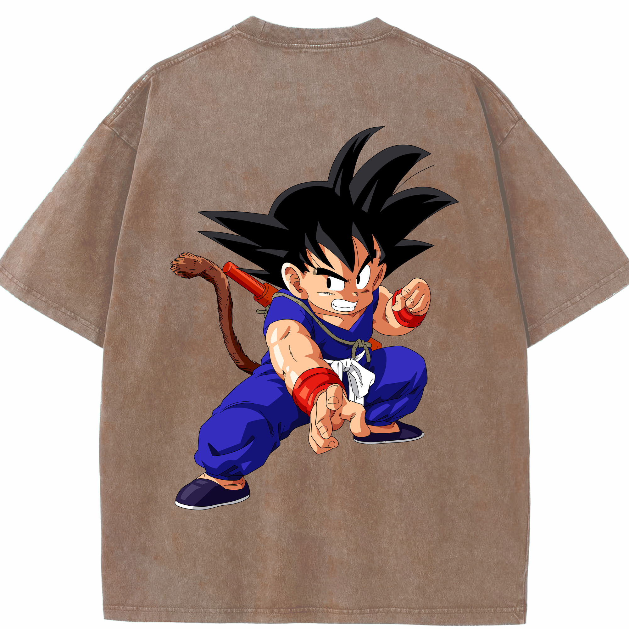 （画像用） ドラゴンボール 孫悟空（そん ごくう）Son Goku カカロット DRAGON BALL Kakarotto 綿100% ヴィンテージ風 半袖Tシャツ（背面プリント）