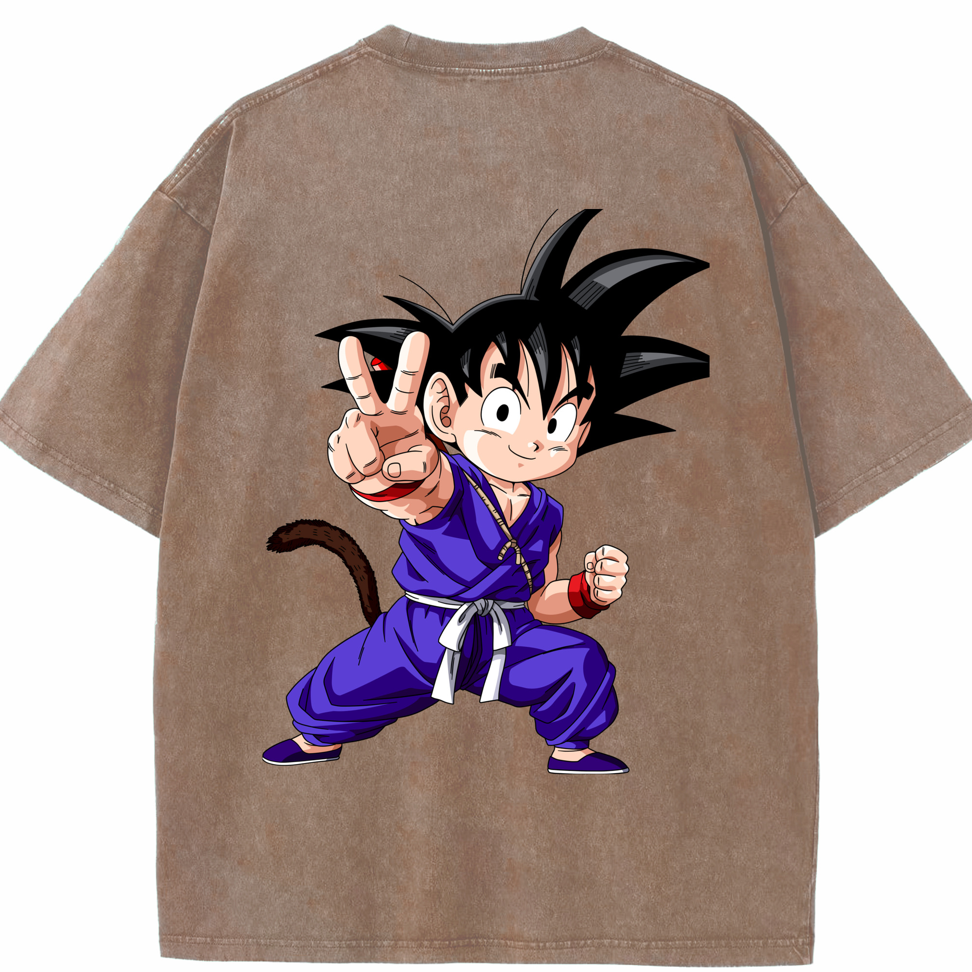 （画像用） ドラゴンボール 孫悟空（そん ごくう）Son Goku カカロット DRAGON BALL Kakarotto 綿100% ヴィンテージ風 半袖Tシャツ（背面プリント）