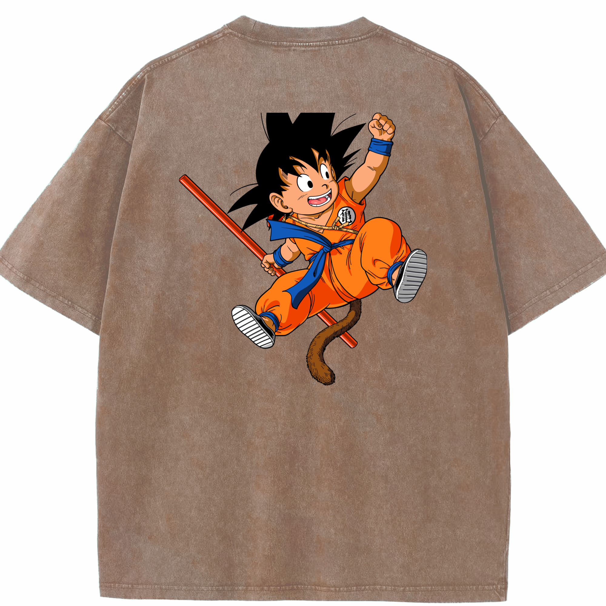 （画像用） ドラゴンボール 孫悟空（そん ごくう）Son Goku カカロット DRAGON BALL Kakarotto 綿100% ヴィンテージ風 半袖Tシャツ（背面プリント）