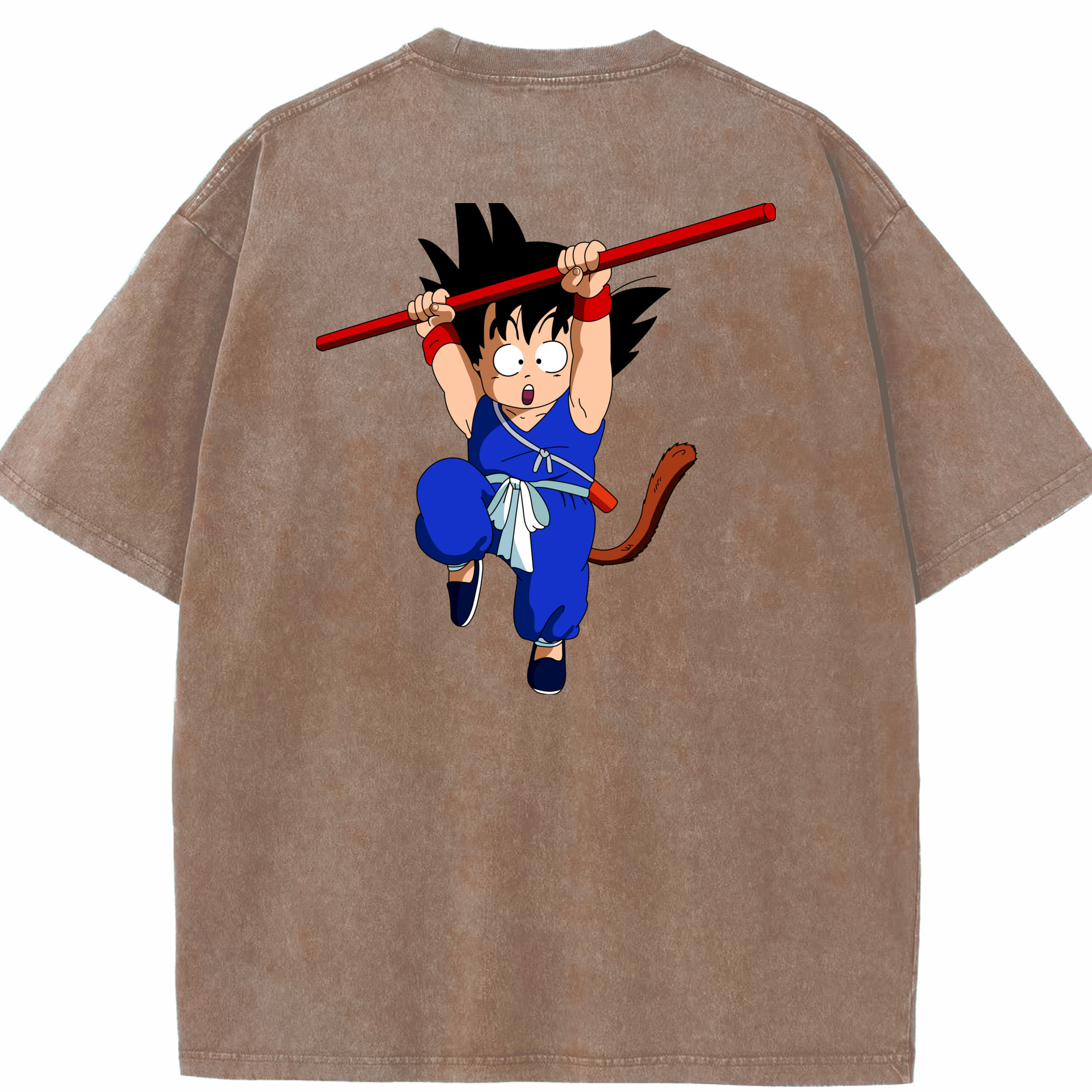 （画像用） ドラゴンボール 孫悟空（そん ごくう）Son Goku カカロット DRAGON BALL Kakarotto 綿100% ヴィンテージ風 半袖Tシャツ（背面プリント）