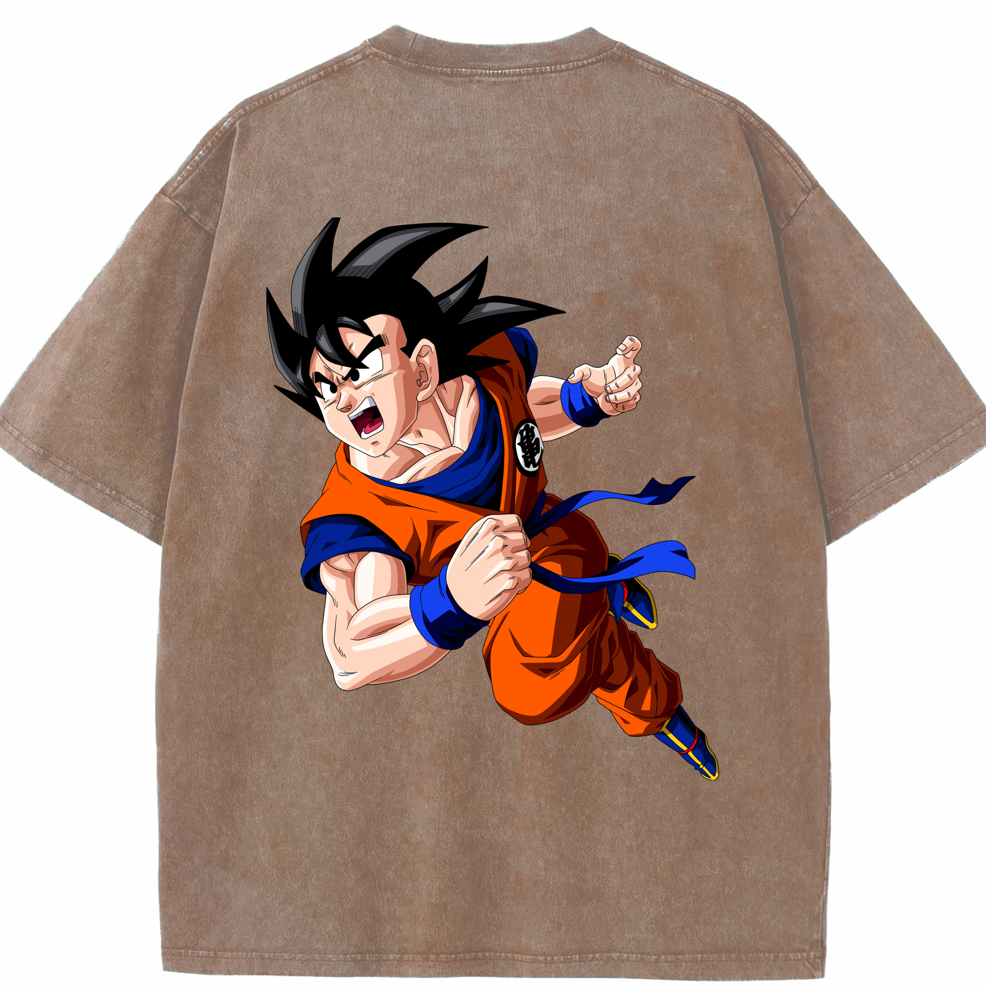 （画像用） ドラゴンボール 孫悟空（そん ごくう）Son Goku カカロット DRAGON BALL Kakarotto 綿100% ヴィンテージ風 半袖Tシャツ（背面プリント）
