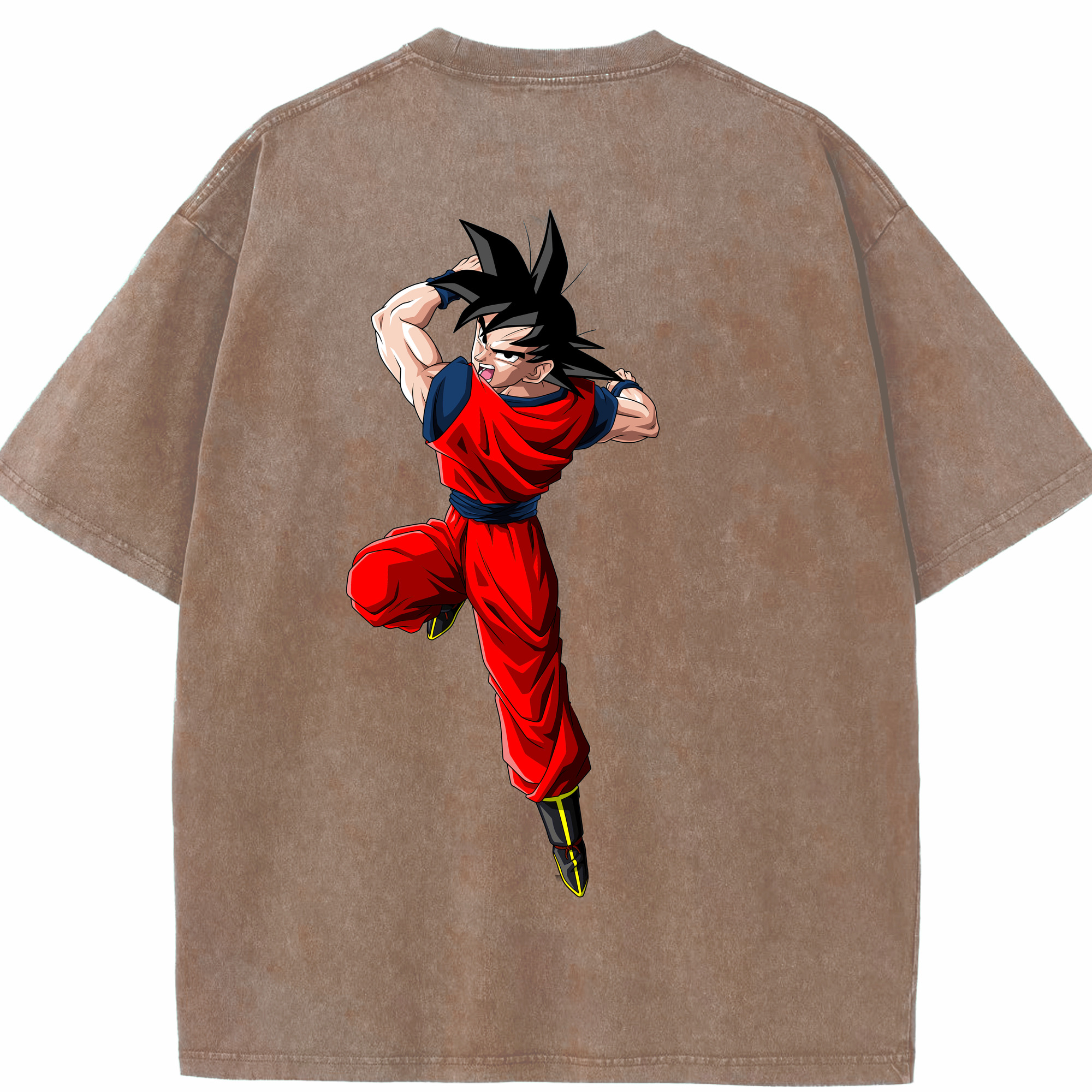 （画像用） ドラゴンボール 孫悟空（そん ごくう）Son Goku カカロット DRAGON BALL Kakarotto 綿100% ヴィンテージ風 半袖Tシャツ（背面プリント）