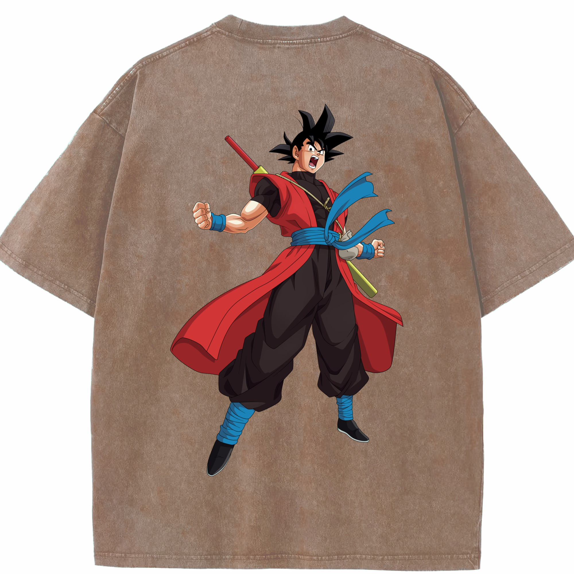 （画像用） ドラゴンボール 孫悟空（そん ごくう）Son Goku カカロット DRAGON BALL Kakarotto 綿100% ヴィンテージ風 半袖Tシャツ（背面プリント）