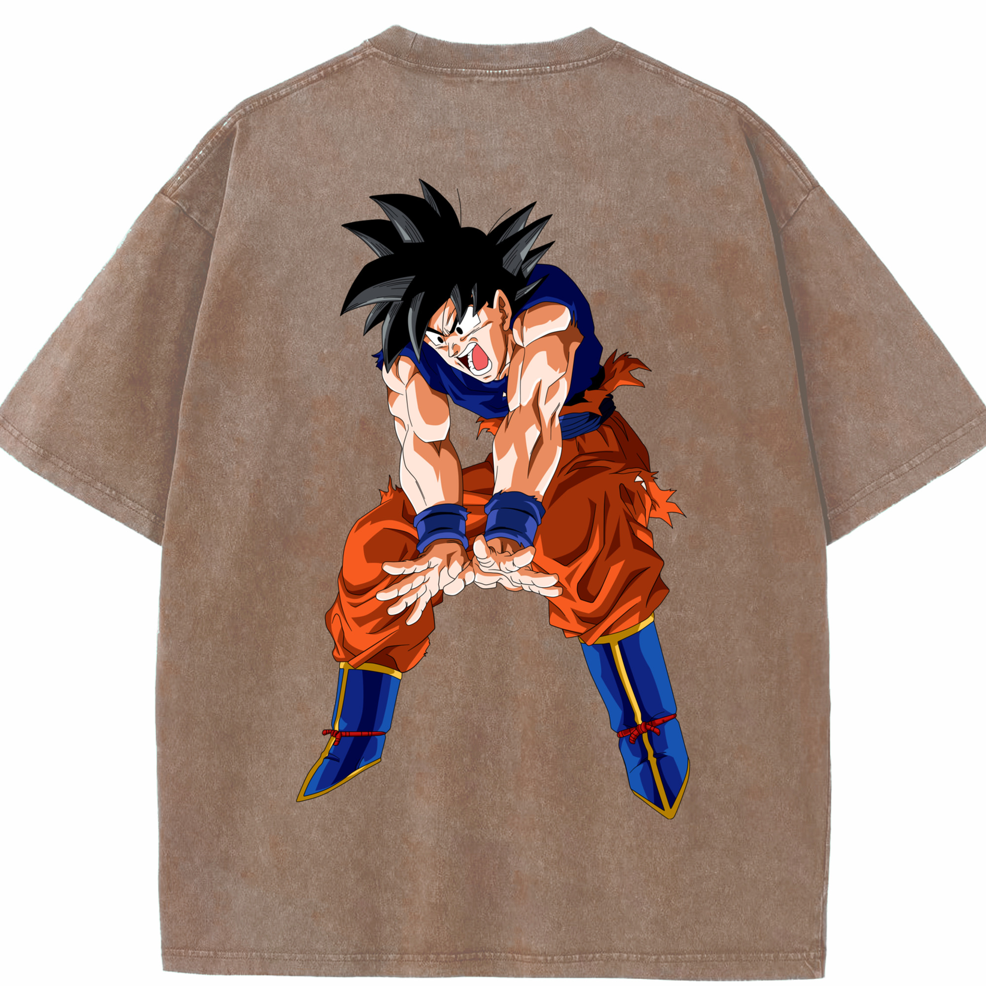 （画像用） ドラゴンボール 孫悟空（そん ごくう）Son Goku カカロット DRAGON BALL Kakarotto 綿100% ヴィンテージ風 半袖Tシャツ（背面プリント）