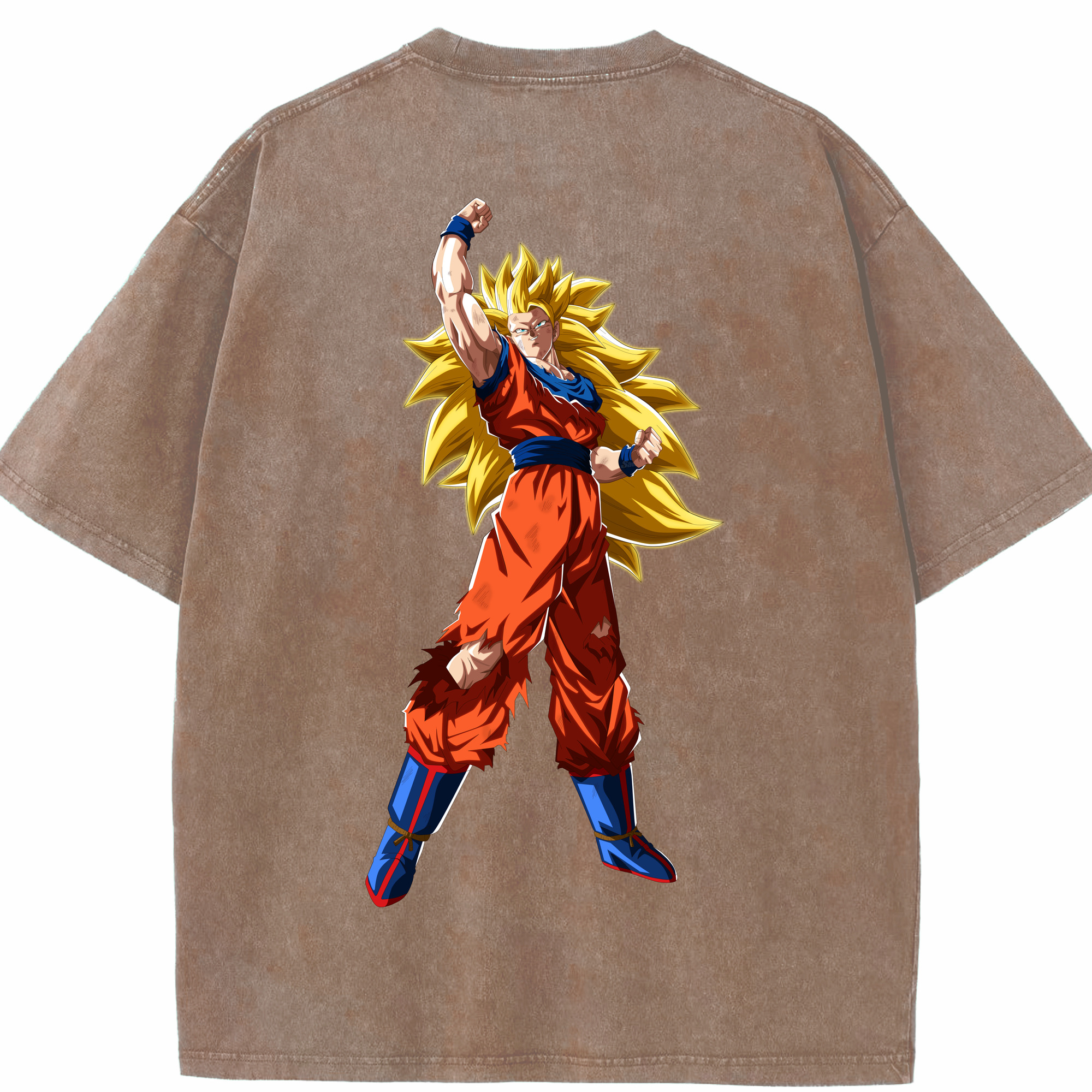 （画像用） ドラゴンボール 孫悟空（そん ごくう）Son Goku カカロット DRAGON BALL Kakarotto 綿100% ヴィンテージ風 半袖Tシャツ（背面プリント）