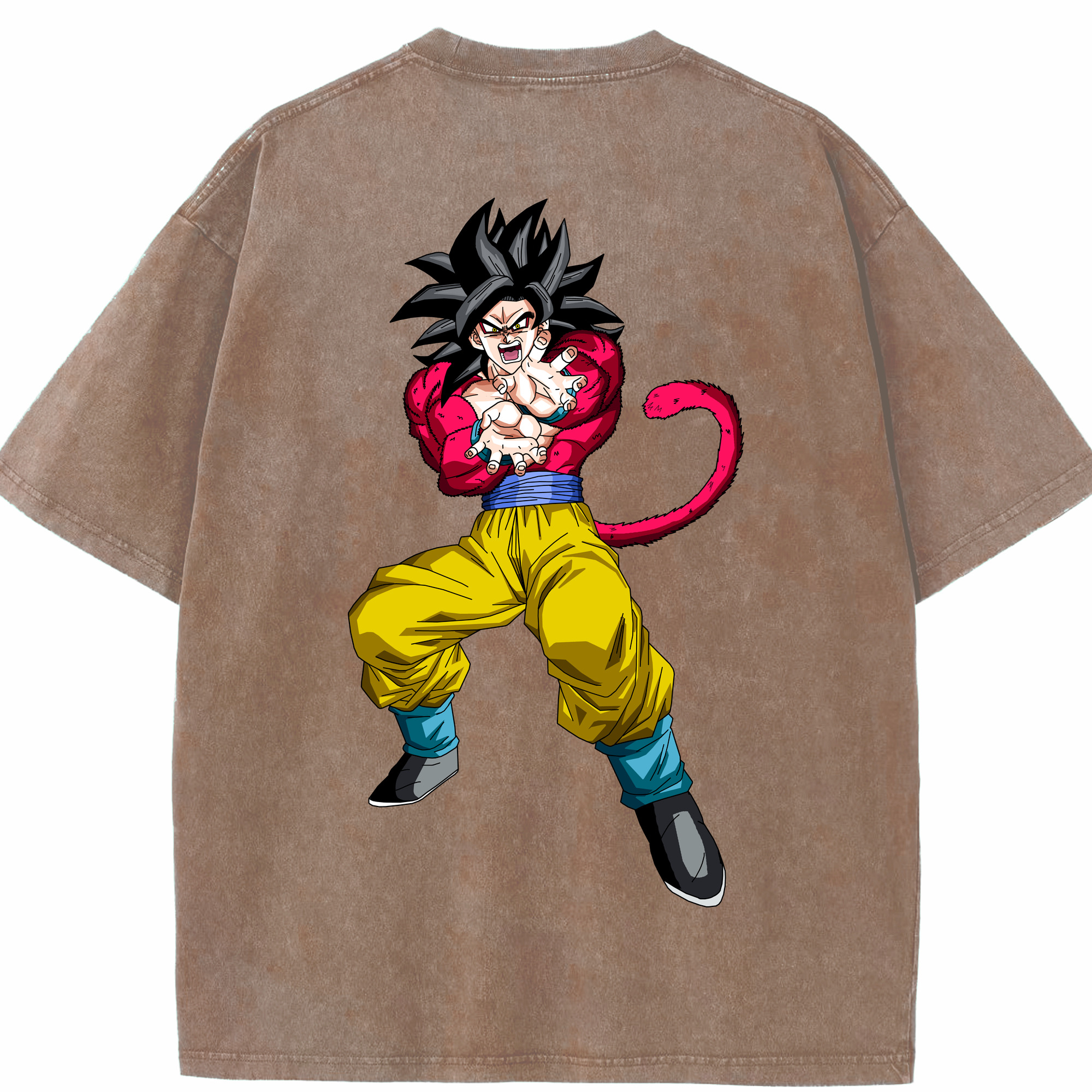 （画像用） ドラゴンボール 孫悟空（そん ごくう）Son Goku カカロット DRAGON BALL Kakarotto 綿100% ヴィンテージ風 半袖Tシャツ（背面プリント）