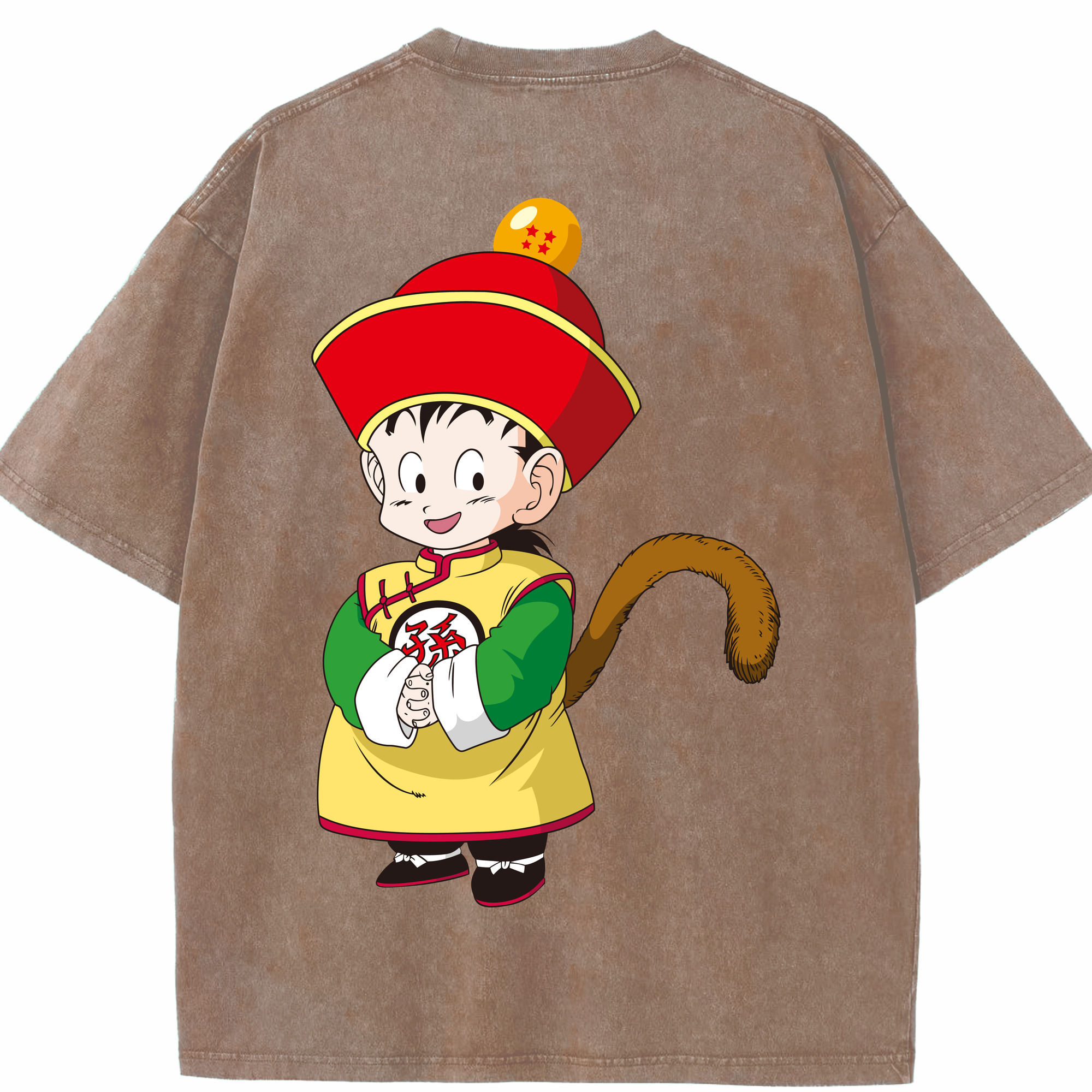 （画像用） ドラゴンボール 孫悟空（そん ごくう）Son Goku カカロット DRAGON BALL Kakarotto 綿100% ヴィンテージ風 半袖Tシャツ（背面プリント）
