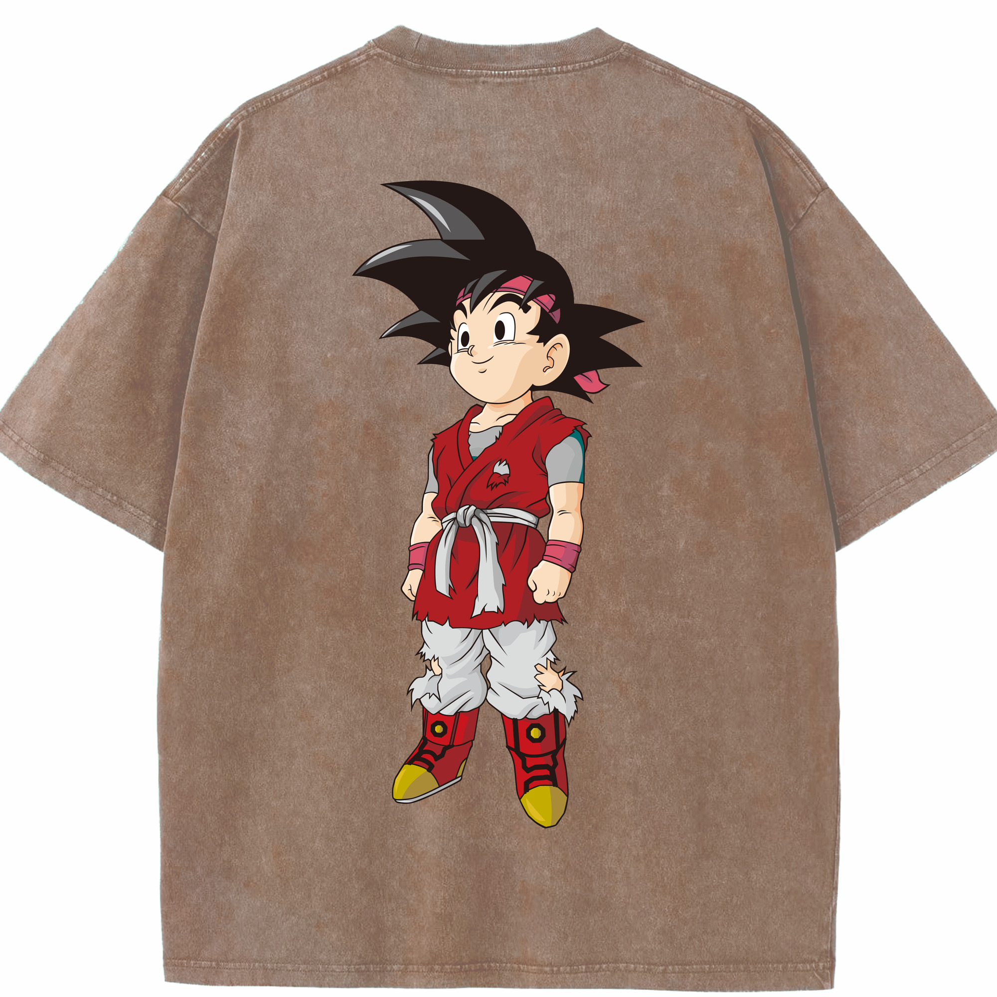（画像用） ドラゴンボール 孫悟空（そん ごくう）Son Goku カカロット DRAGON BALL Kakarotto 綿100% ヴィンテージ風 半袖Tシャツ（背面プリント）