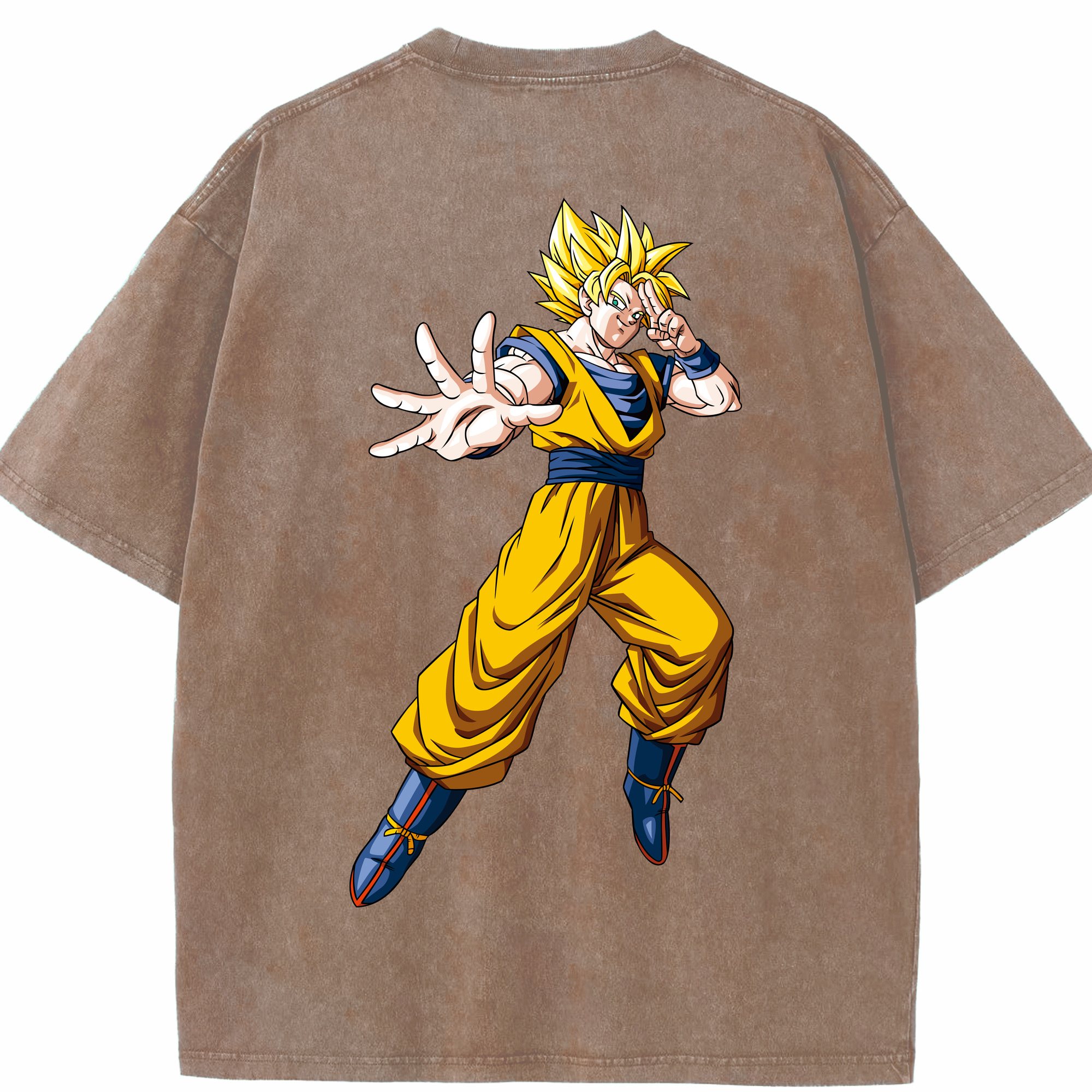 （画像用） ドラゴンボール 孫悟空（そん ごくう）Son Goku カカロット DRAGON BALL Kakarotto 綿100% ヴィンテージ風 半袖Tシャツ（背面プリント）