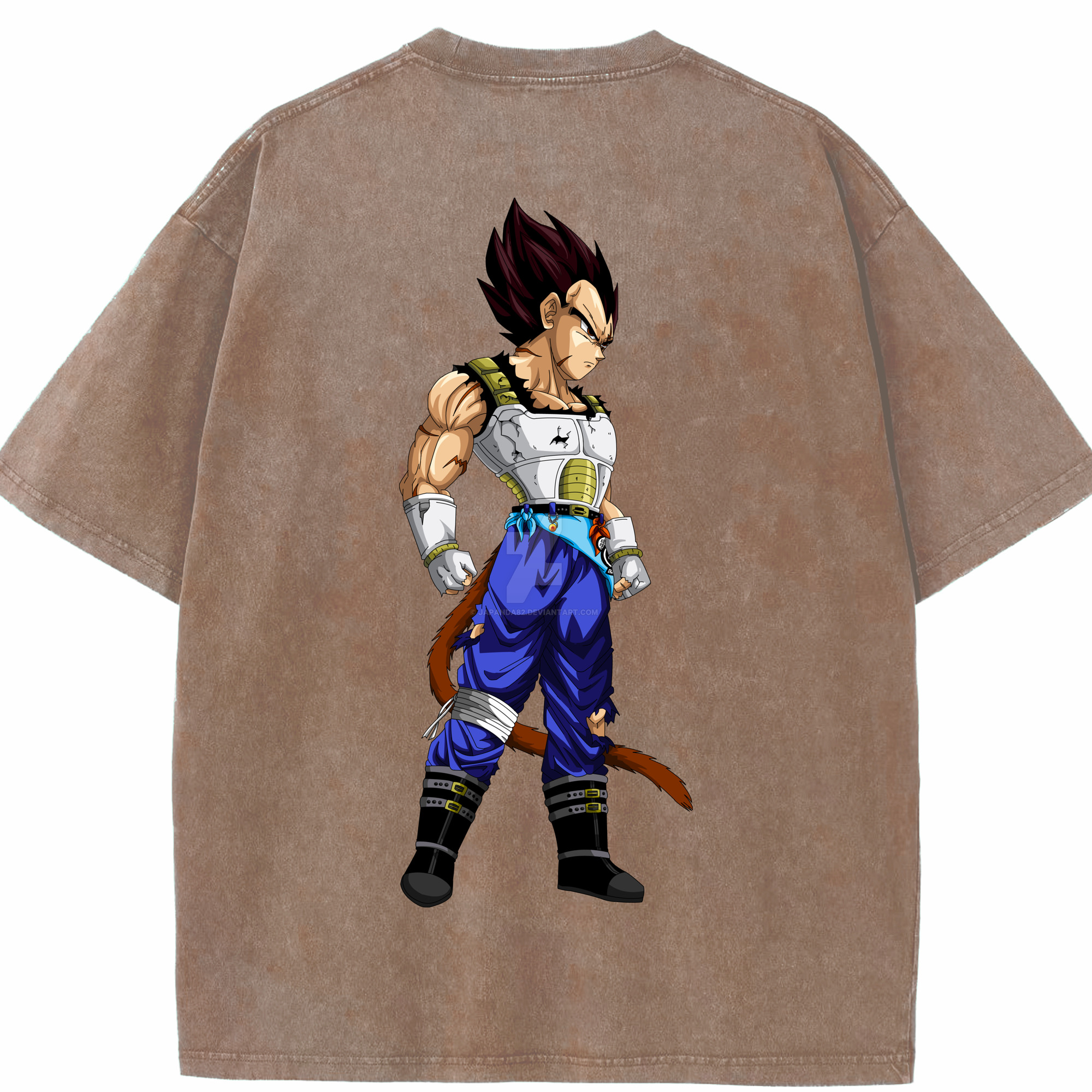（画像用） ドラゴンボール ベジータ四世（Bejīta Yonsei）DRAGON BALL Vegeta IV 綿100% ヴィンテージ風 半袖Tシャツ（背面プリント）