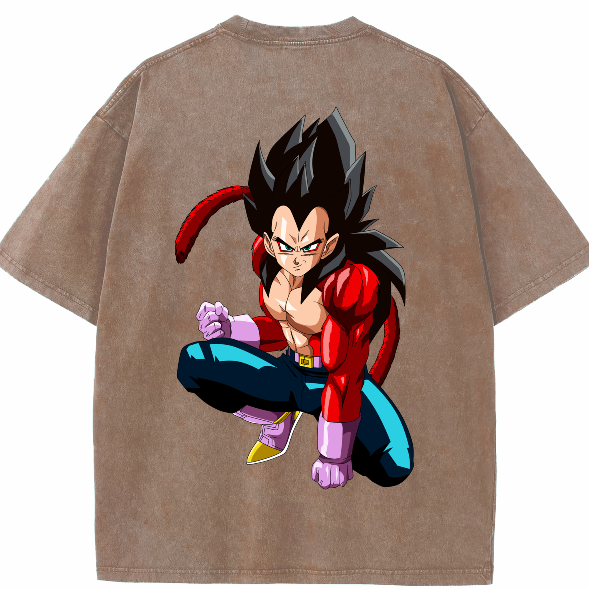 （画像用） ドラゴンボール ベジータ四世（Bejīta Yonsei）DRAGON BALL Vegeta IV 綿100% ヴィンテージ風 半袖Tシャツ（背面プリント）