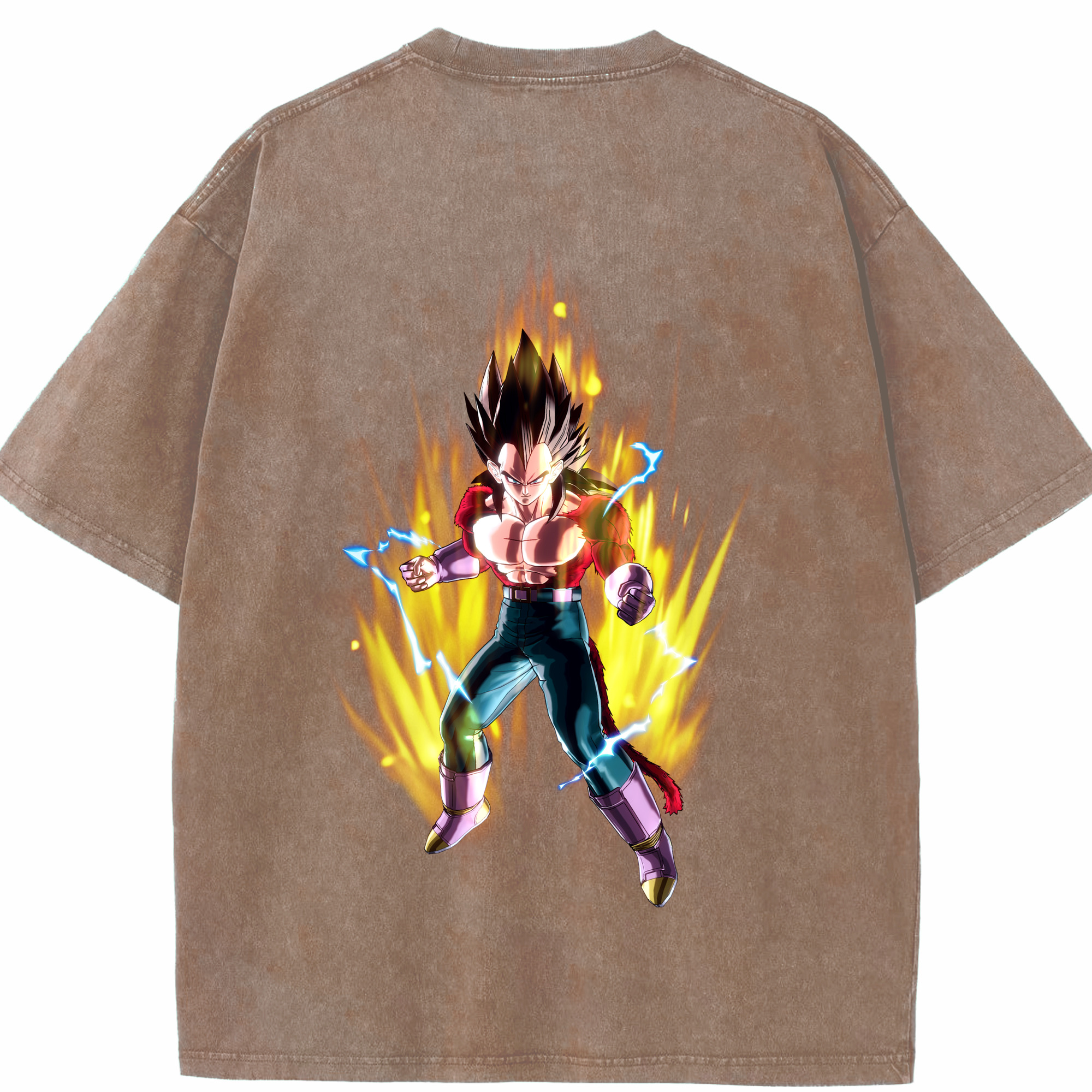 （画像用） ドラゴンボール ベジータ四世（Bejīta Yonsei）DRAGON BALL Vegeta IV 綿100% ヴィンテージ風 半袖Tシャツ（背面プリント）