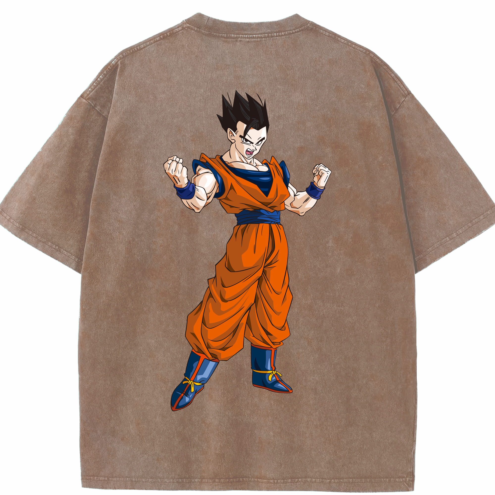 （画像用） ドラゴンボール 孫 悟飯（そんごはん）DRAGON BALL Son Gohan 綿100% ヴィンテージ風 半袖Tシャツ（背面プリント）