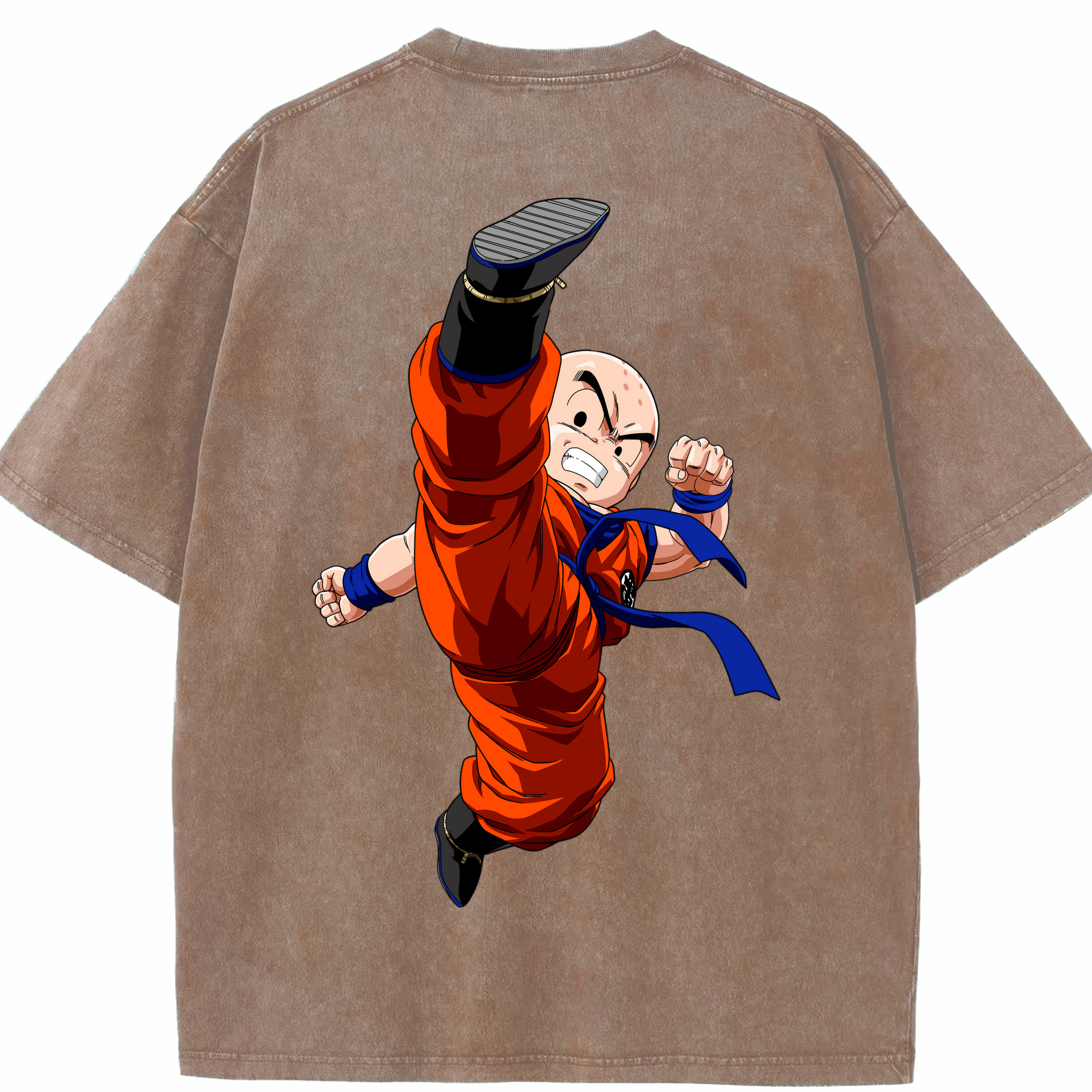 （画像用） ドラゴンボール クリリン DRAGON BALL krillin 綿100% ヴィンテージ風 半袖Tシャツ（背面プリント）